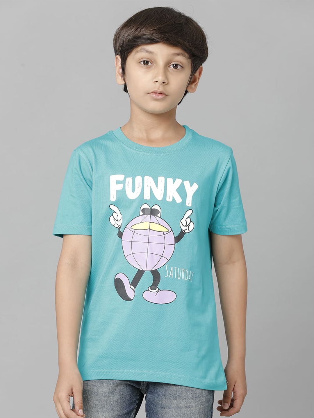 

UNDER FOURTEEN ONLY Boys Graphic Printed Cotton T-shirt, Blue