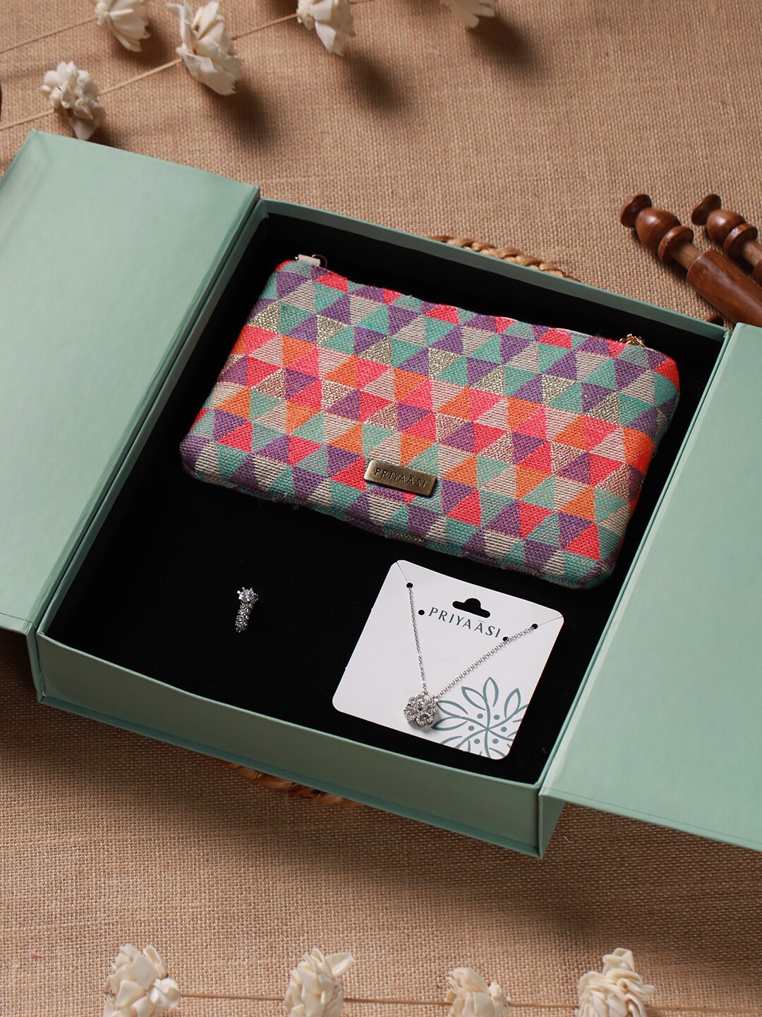 

Priyaasi Silver-Plated AD-Studded & Beaded Jewellery Set Gift Box