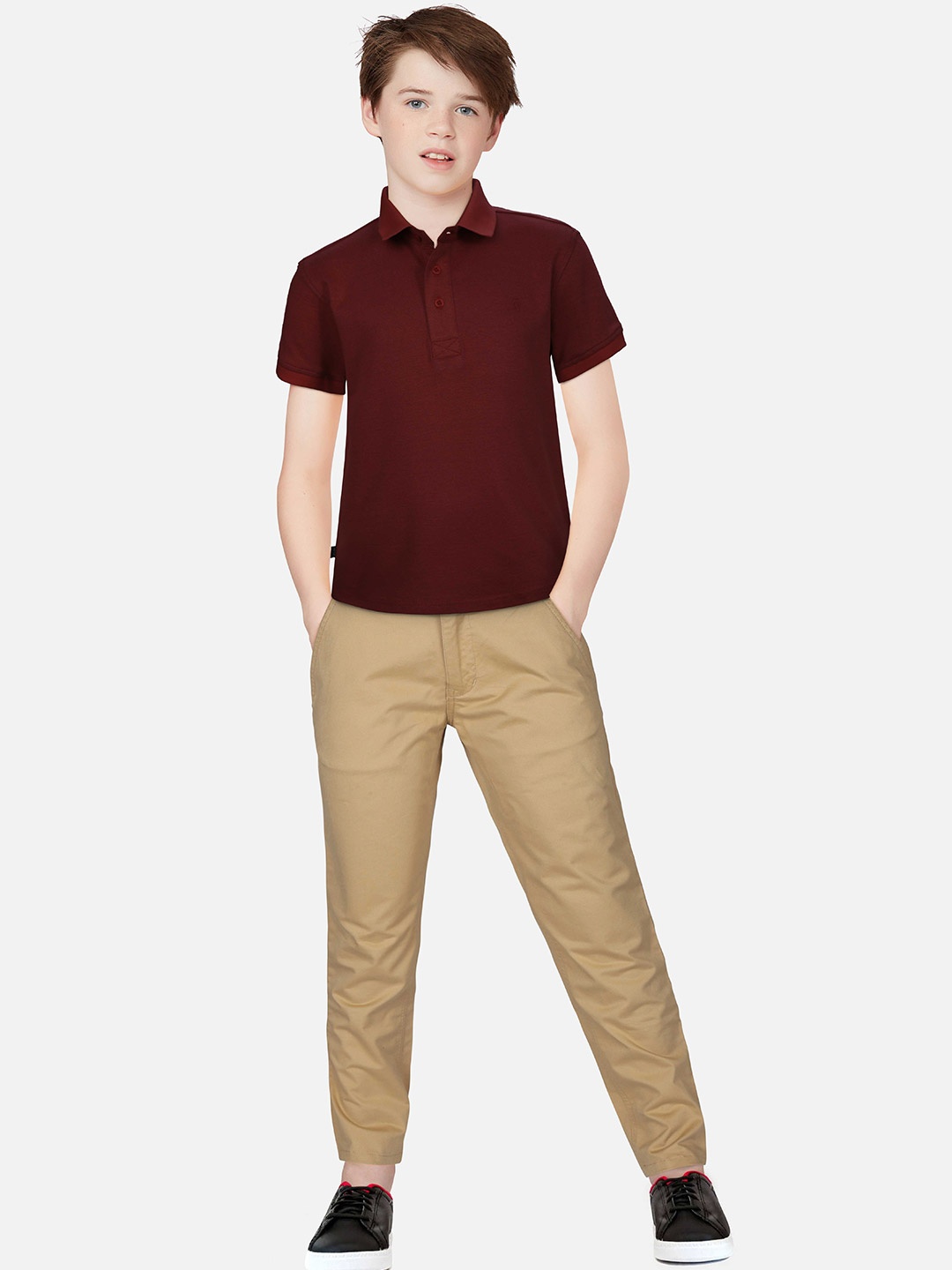 

Gini and Jony Boys Polo Collar Pure Cotton T-shirt, Maroon