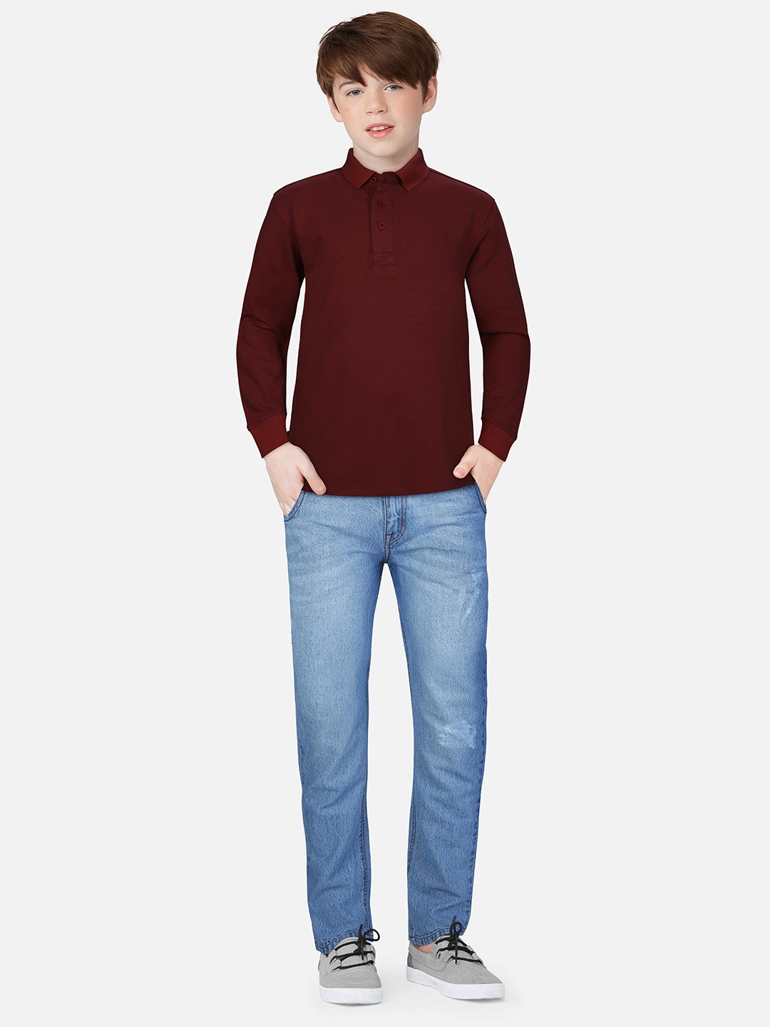 

Gini and Jony Boys Polo Collar Pure Cotton T-shirt, Maroon