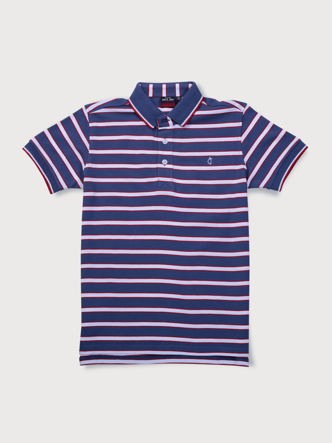 

Gini and Jony Boys Striped Pure Cotton T-shirt, Navy blue