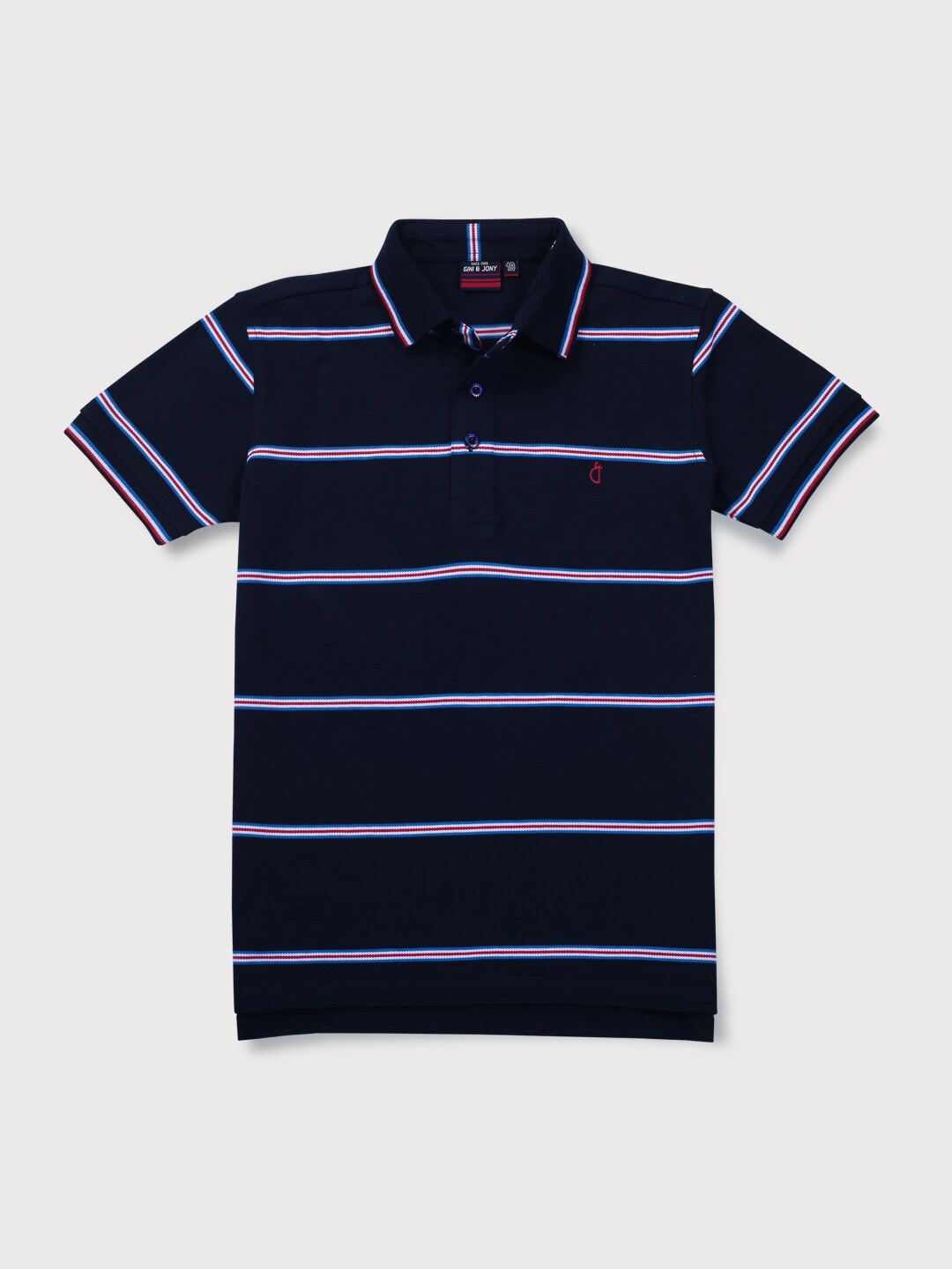 

Gini and Jony Boys Striped Polo Collar Pure Cotton T-shirt, Navy blue