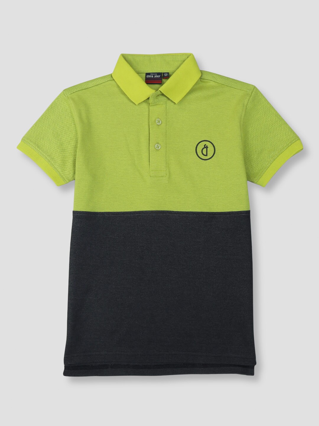 

Gini and Jony Boys Colourblocked Polo Collar Pure Cotton T-shirt, Olive