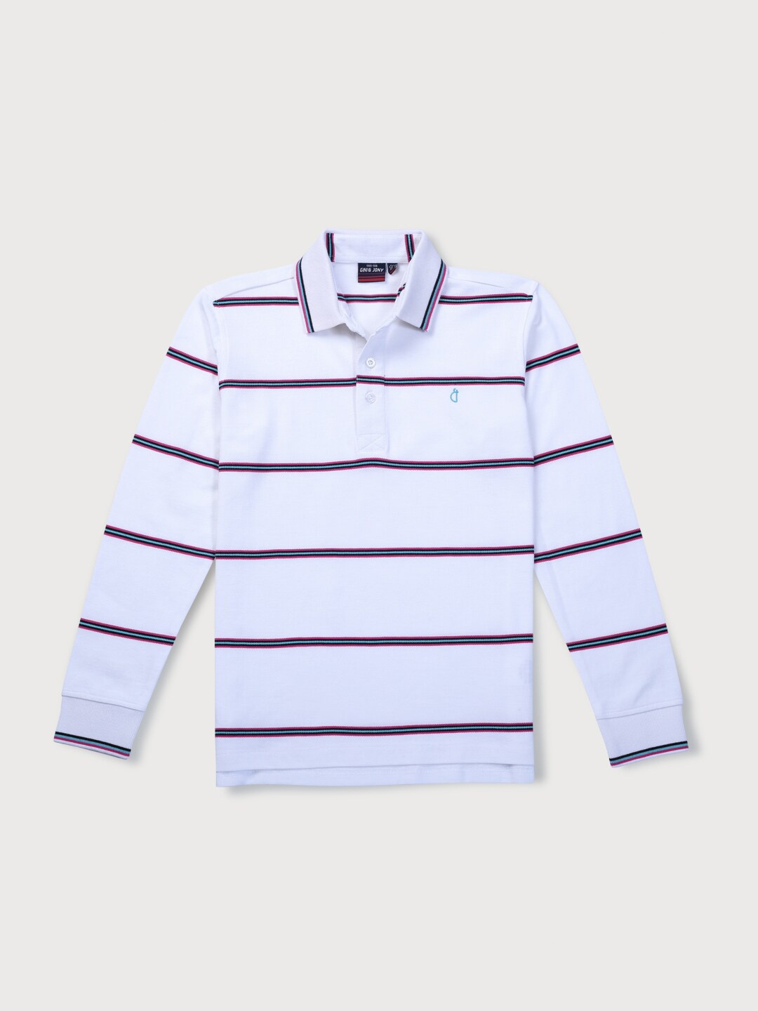 

Gini and Jony Boys Infants Striped Polo Collar Pure Cotton T-shirt, White