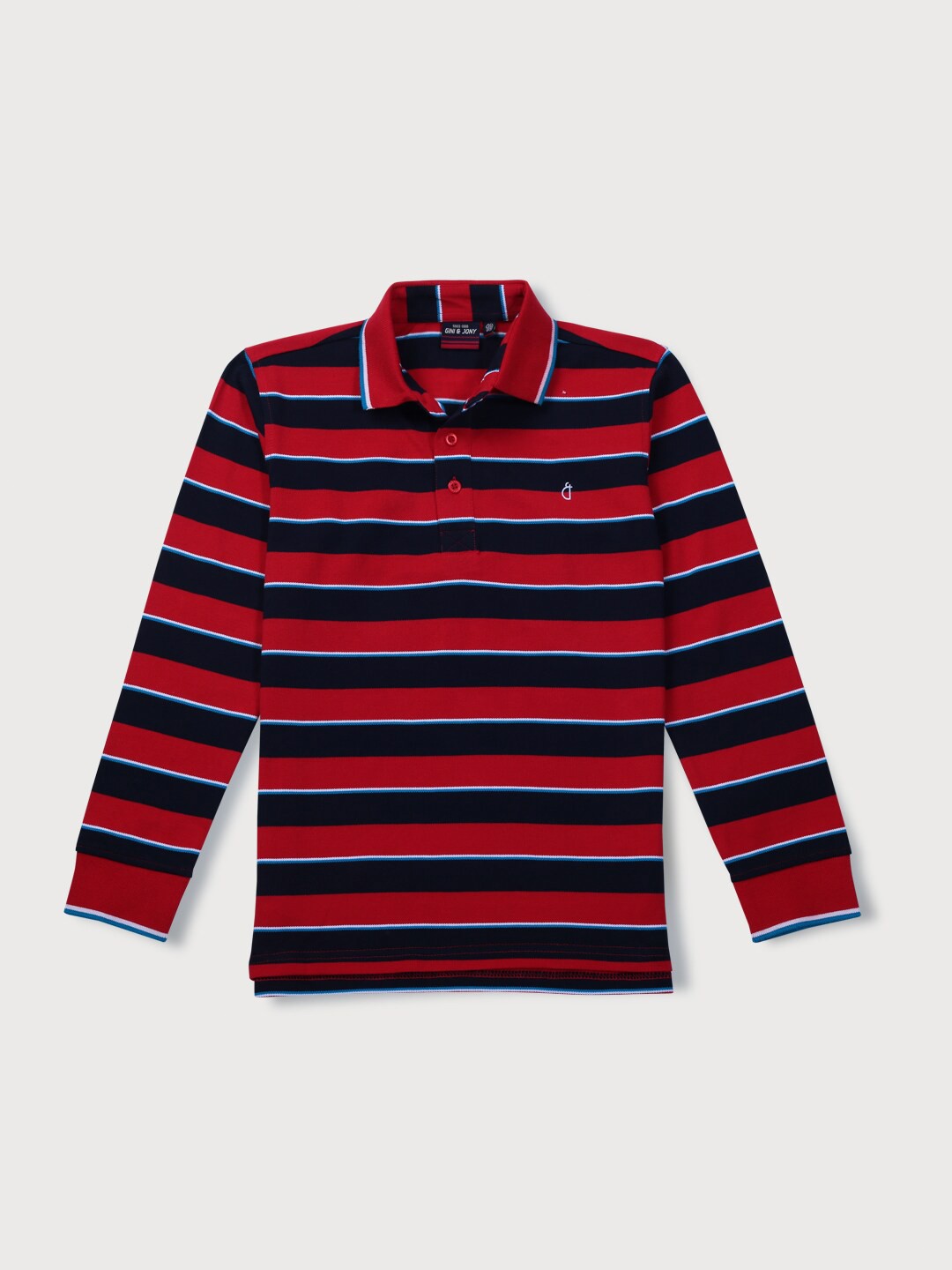 

Gini and Jony Boys Striped Polo Collar Pure Cotton T-shirt, Red