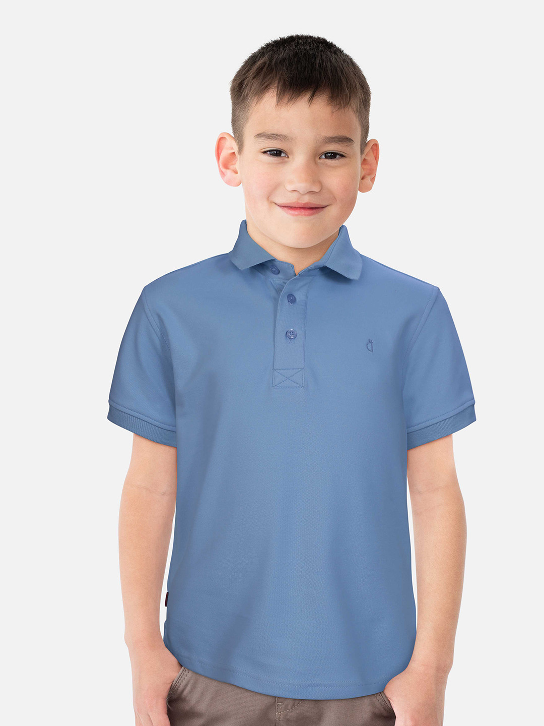 

Gini and Jony Boys Blue High Neck Pure Cotton T-shirt
