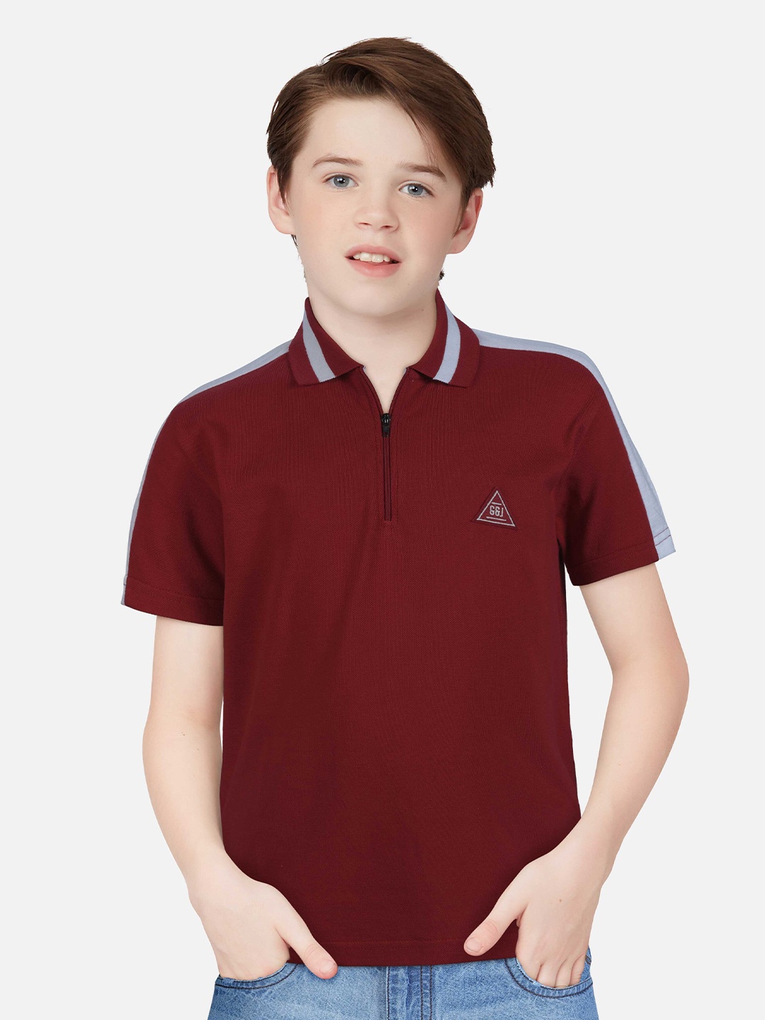 

Gini and Jony Boys Infants Polo Collar Pure Cotton T-shirt, Maroon
