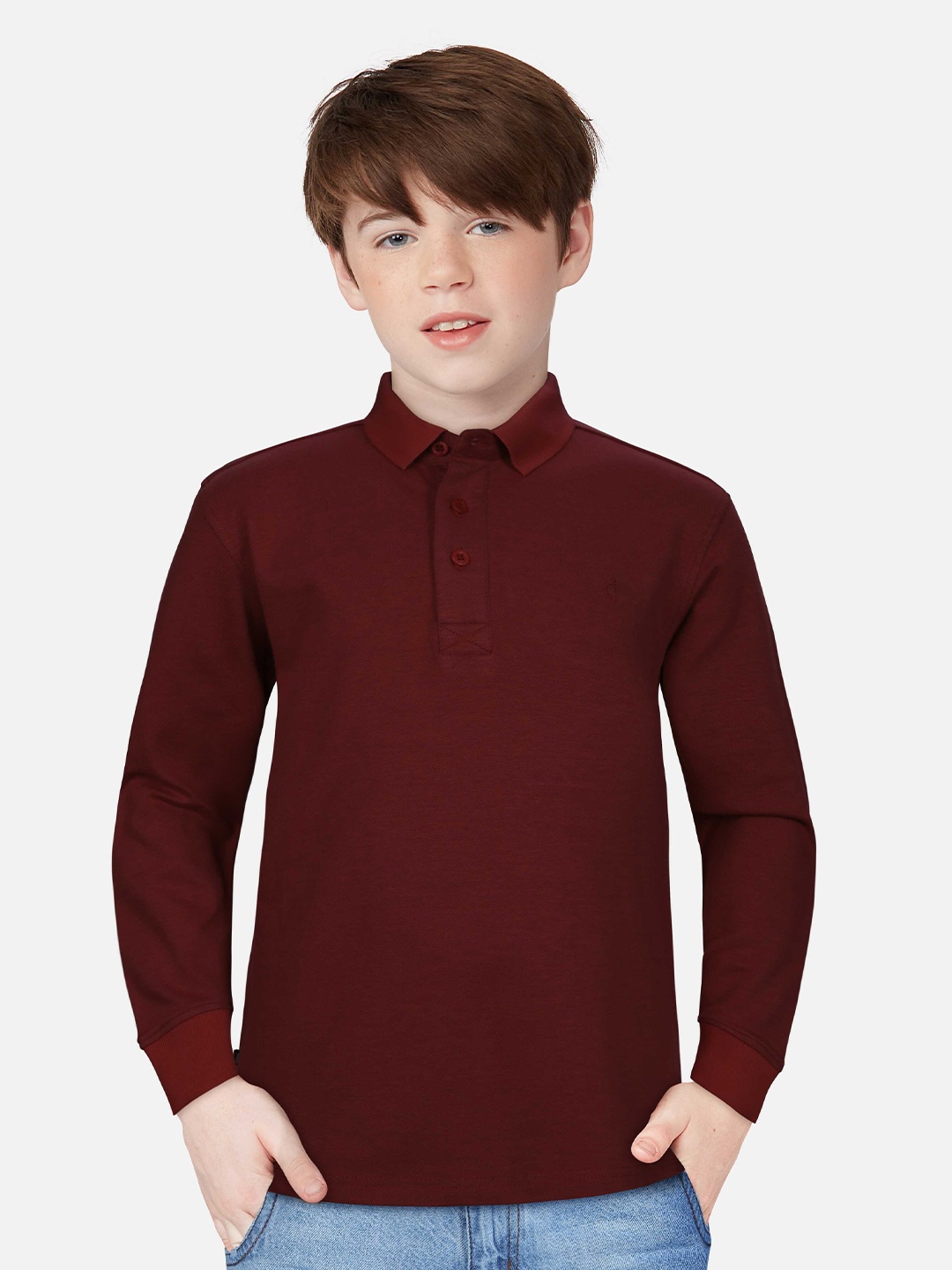 

Gini and Jony Boys Polo Collar Pure Cotton T-shirt, Maroon