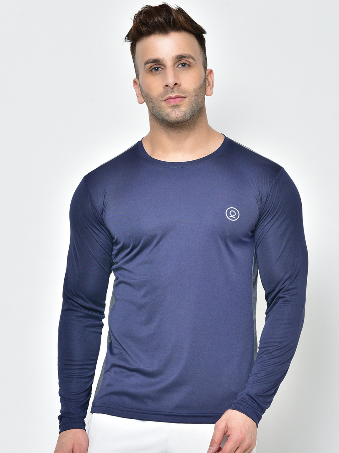 

CHKOKKO Men Round Neck Dri-FIT T-shirt, Navy blue