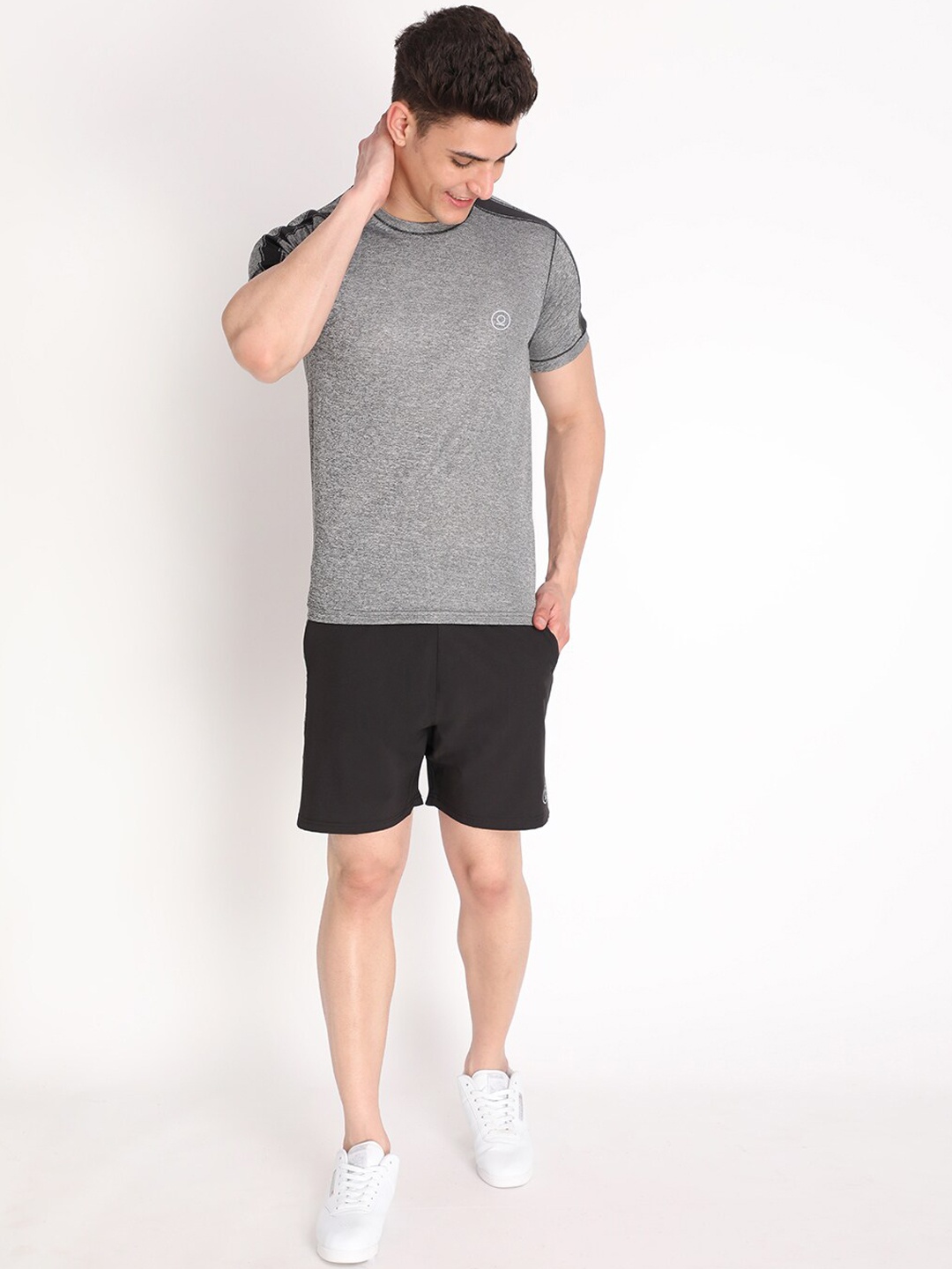 

CHKOKKO Men T-shirt & Shorts Co-Ords, Grey