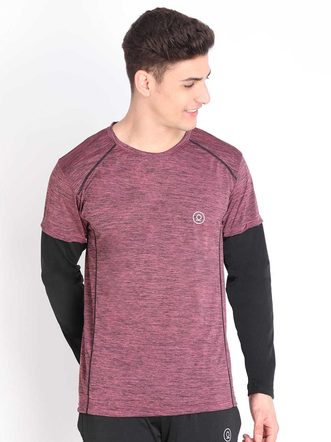 

CHKOKKO Men Round Neck Full Sleeves Dri-FIT Sports T-shirt, Magenta