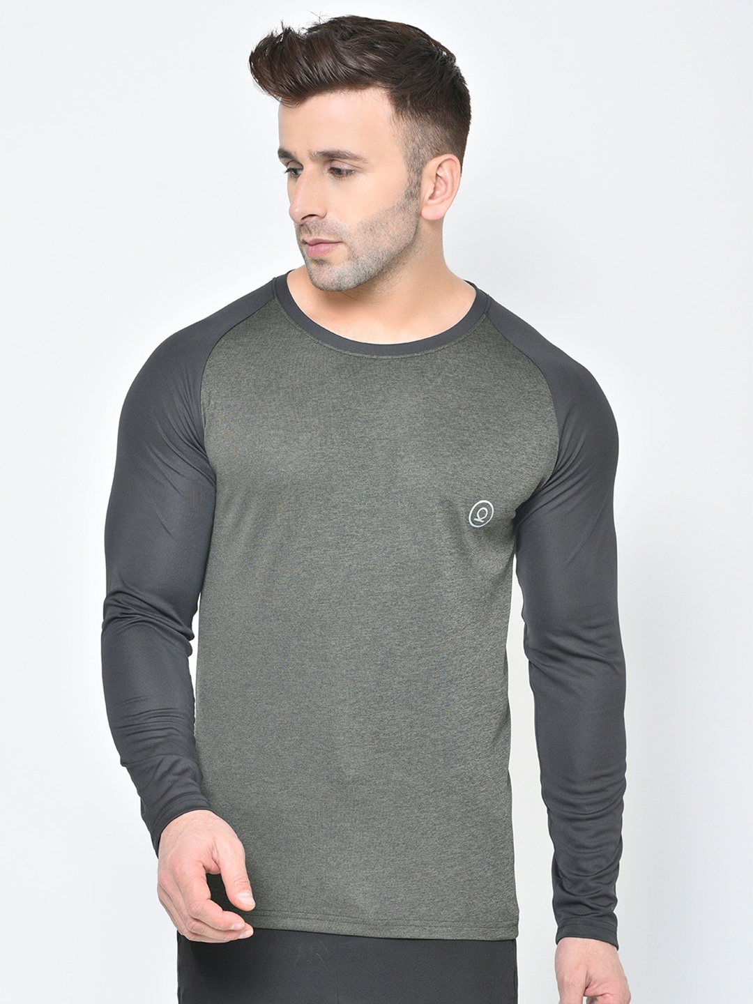 

CHKOKKO Men Colourblocked Regular Fit Dri-FIT Sports T-shirt, Olive