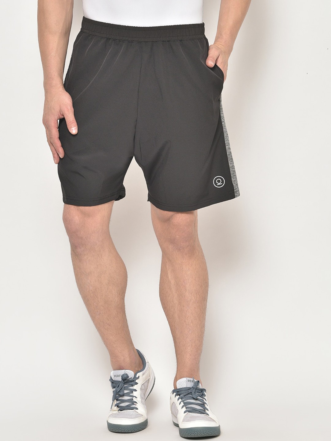

CHKOKKO Men Regular Fit Mid-Rise Sports Shorts, Black