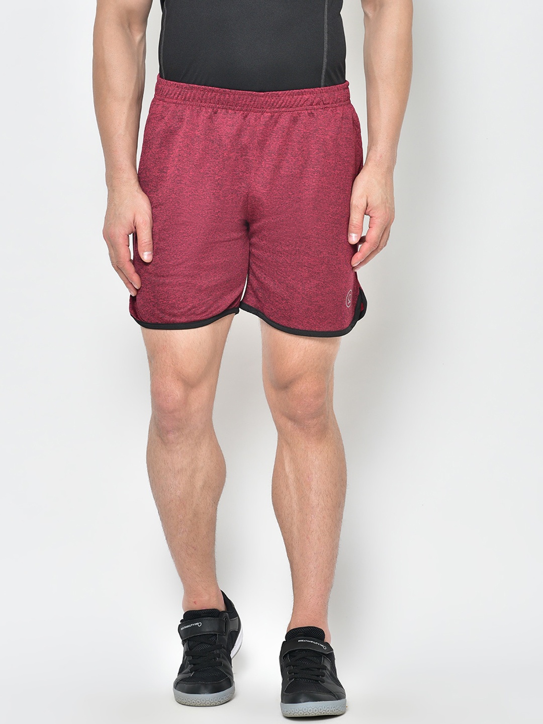 CHKOKKO Men Regular Fit Mid-Rise Sports Shorts, Maroon