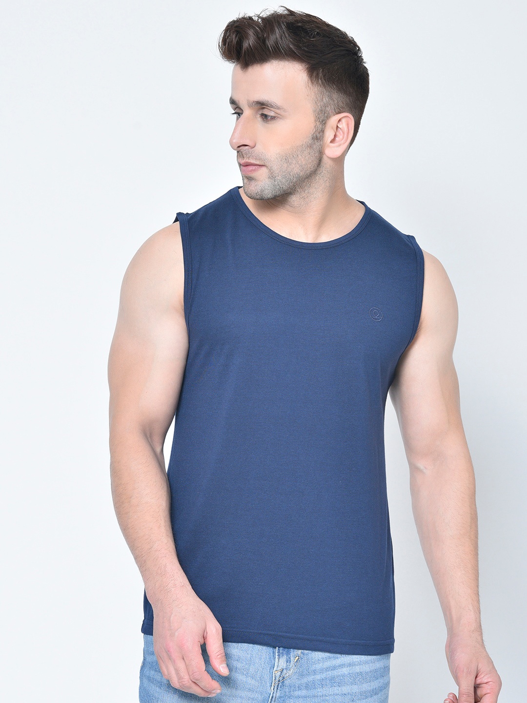 

CHKOKKO Men Cotton T-shirt, Navy blue