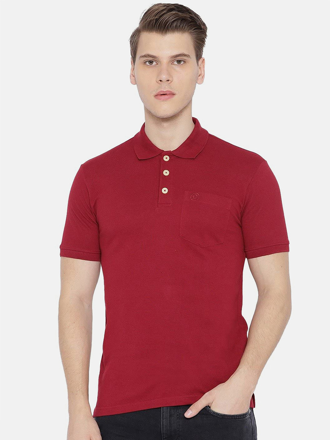 

CHKOKKO Men Cotton Polo Collar T-shirt, Maroon
