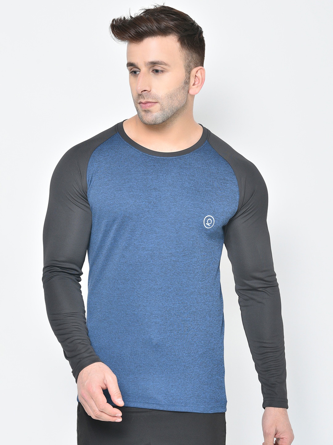 

CHKOKKO Men Raglan Sleeves Dri-FIT Training or Gym Slim Fit T-shirt, Blue