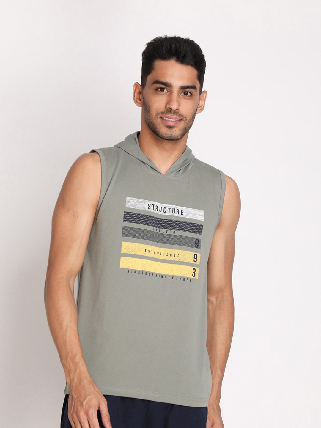 

CHKOKKO Men Typography Printed Hooded T-shirt, Green