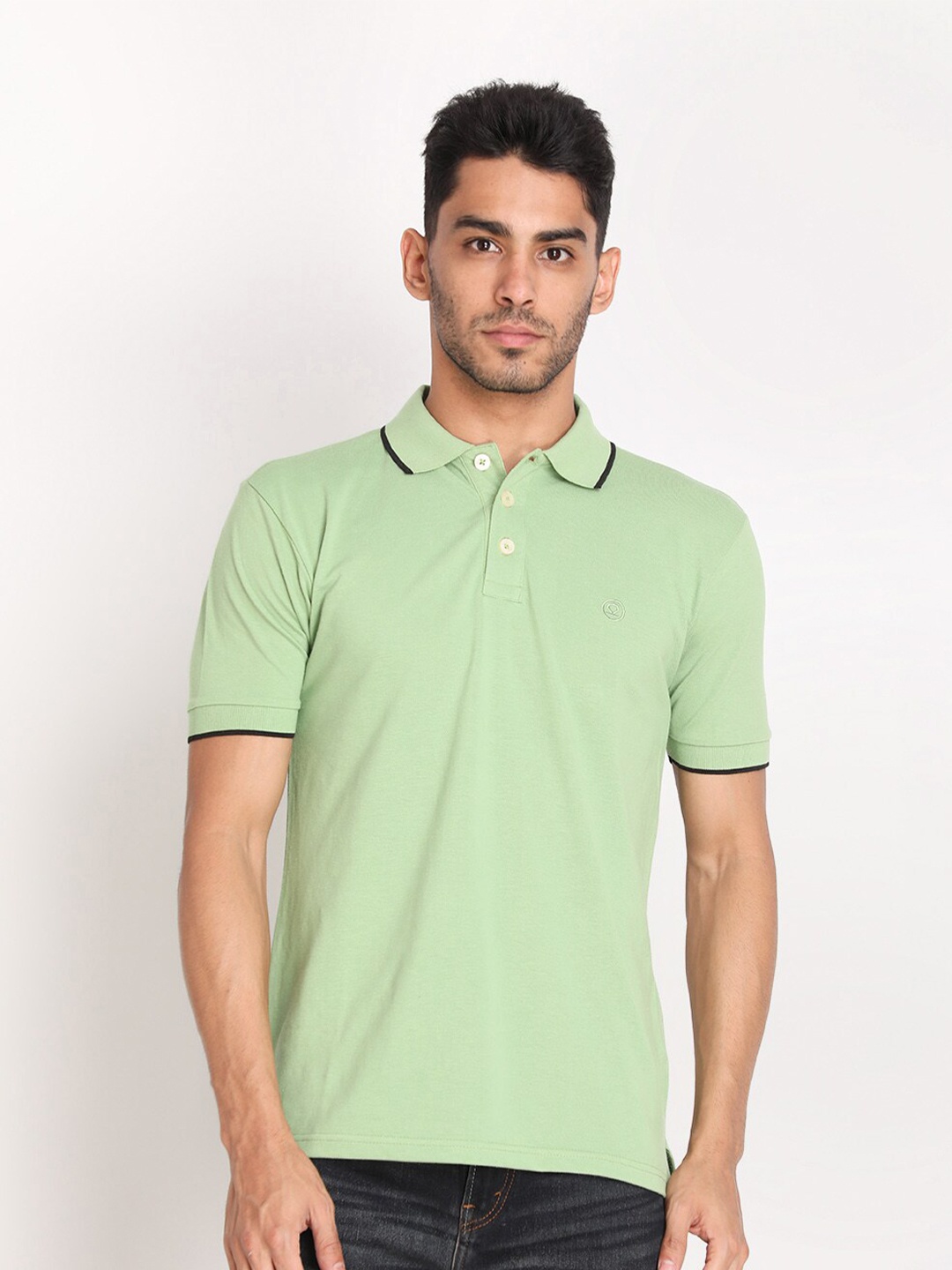 

CHKOKKO Men Polo Collar Cotton T-shirt, Green