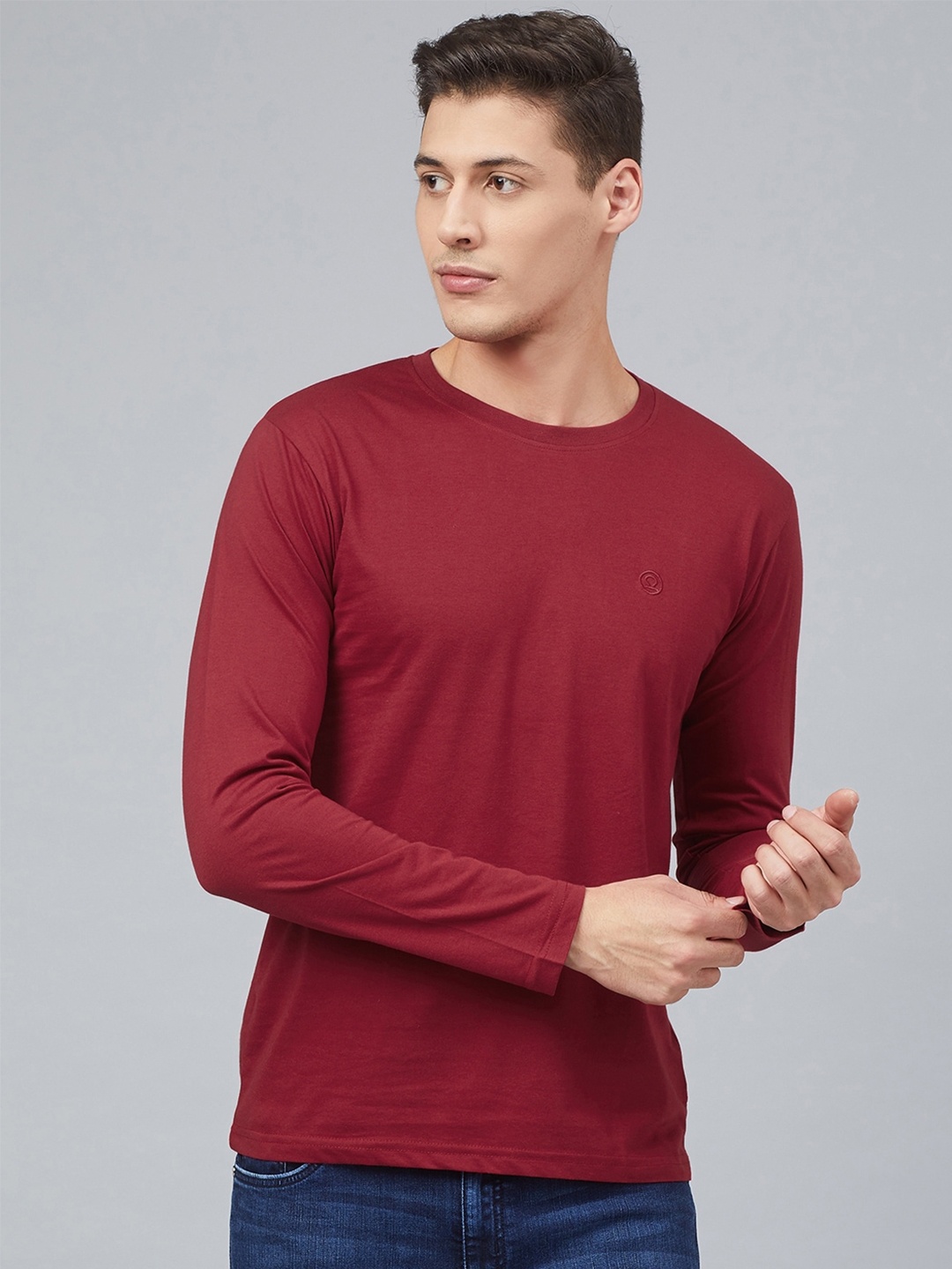 

CHKOKKO Men Cotton T-shirt, Maroon