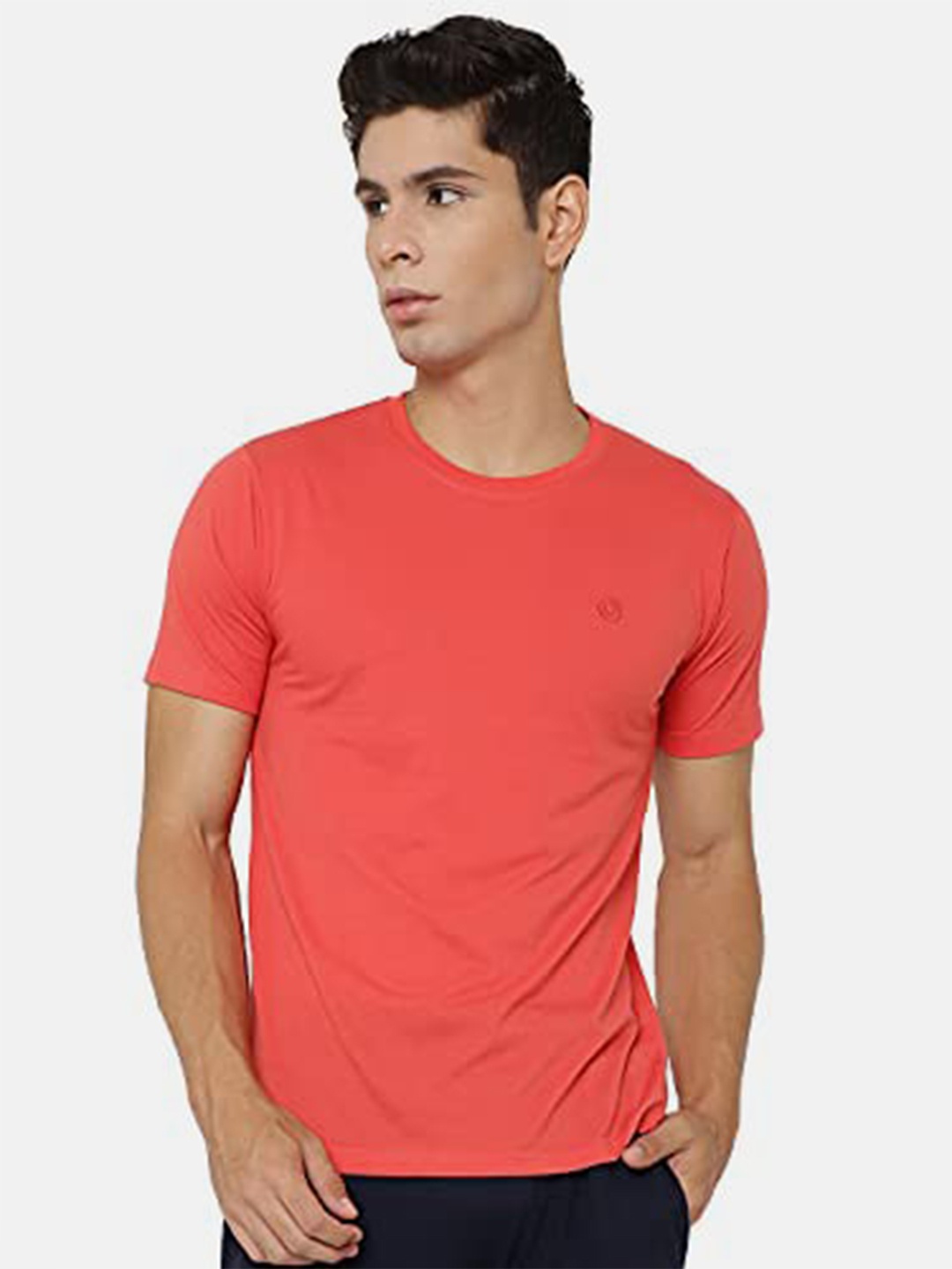 

CHKOKKO Men Round Neck Cotton T-shirt, Peach