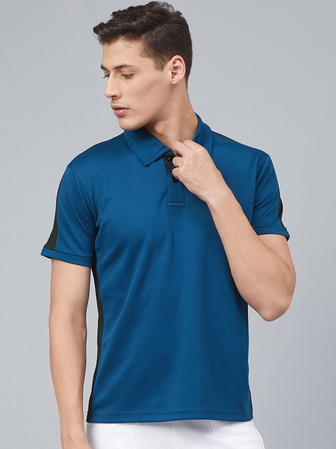 

CHKOKKO Men Polo Collar Dri-FIT T-shirt, Blue
