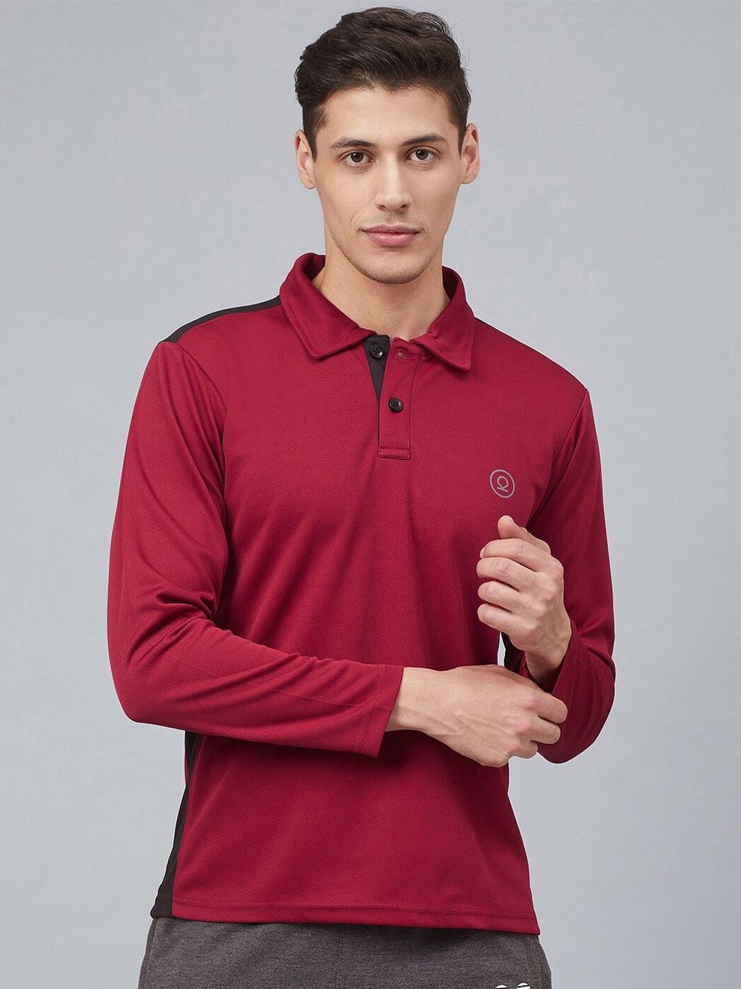 

CHKOKKO Men Polo Collar Dri-FIT Cotton T-shirt, Maroon