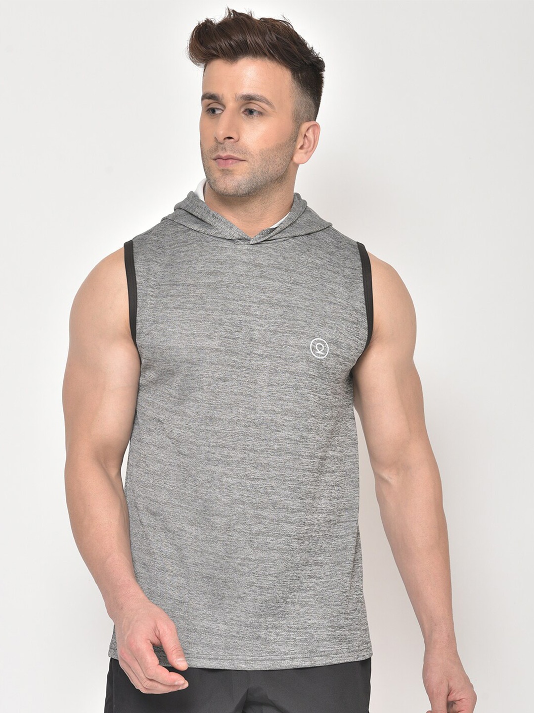 

CHKOKKO Men Hooded Sleeveless T-shirt, Grey