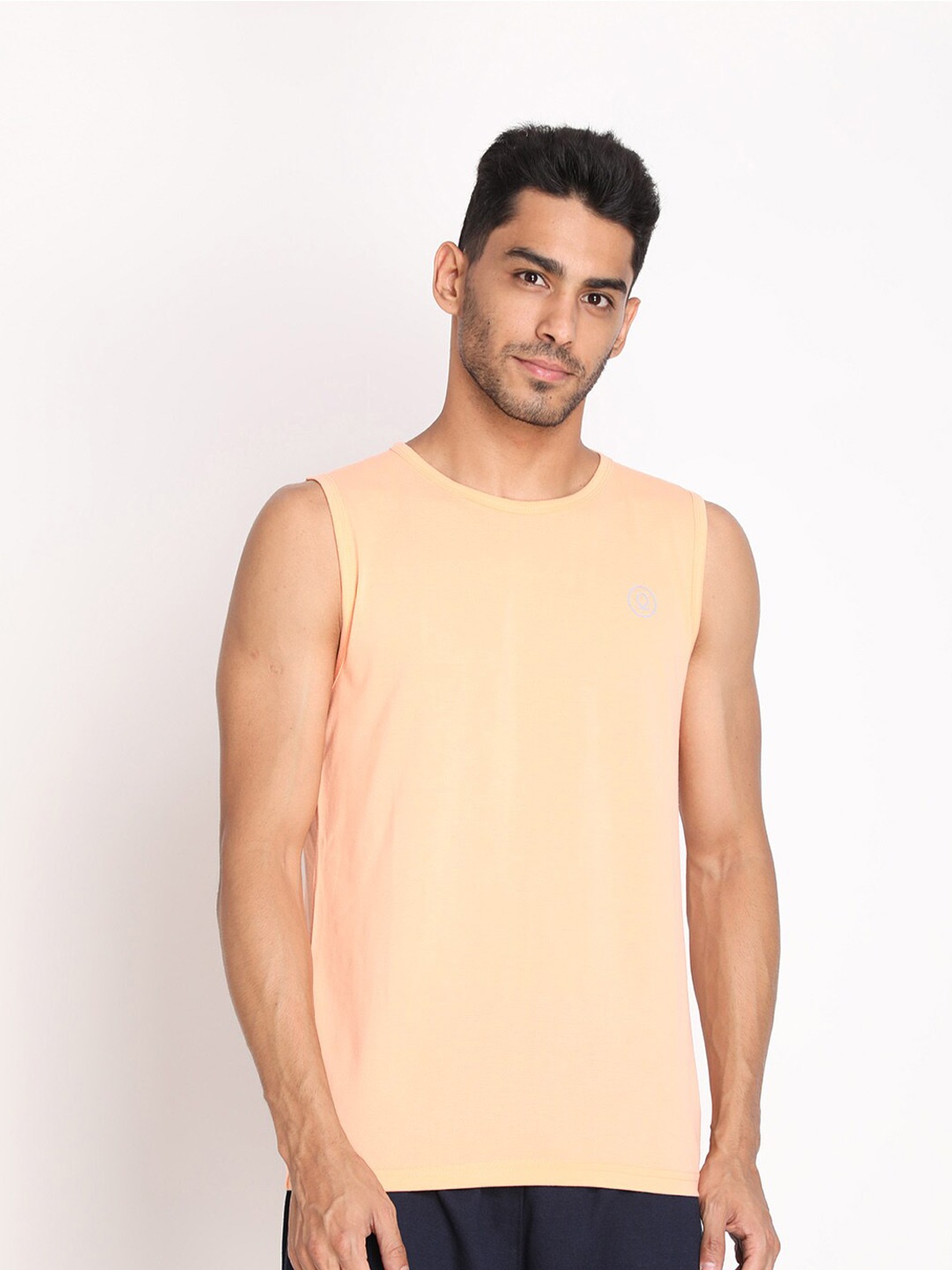 

CHKOKKO Men Orange Raw Edge T-shirt