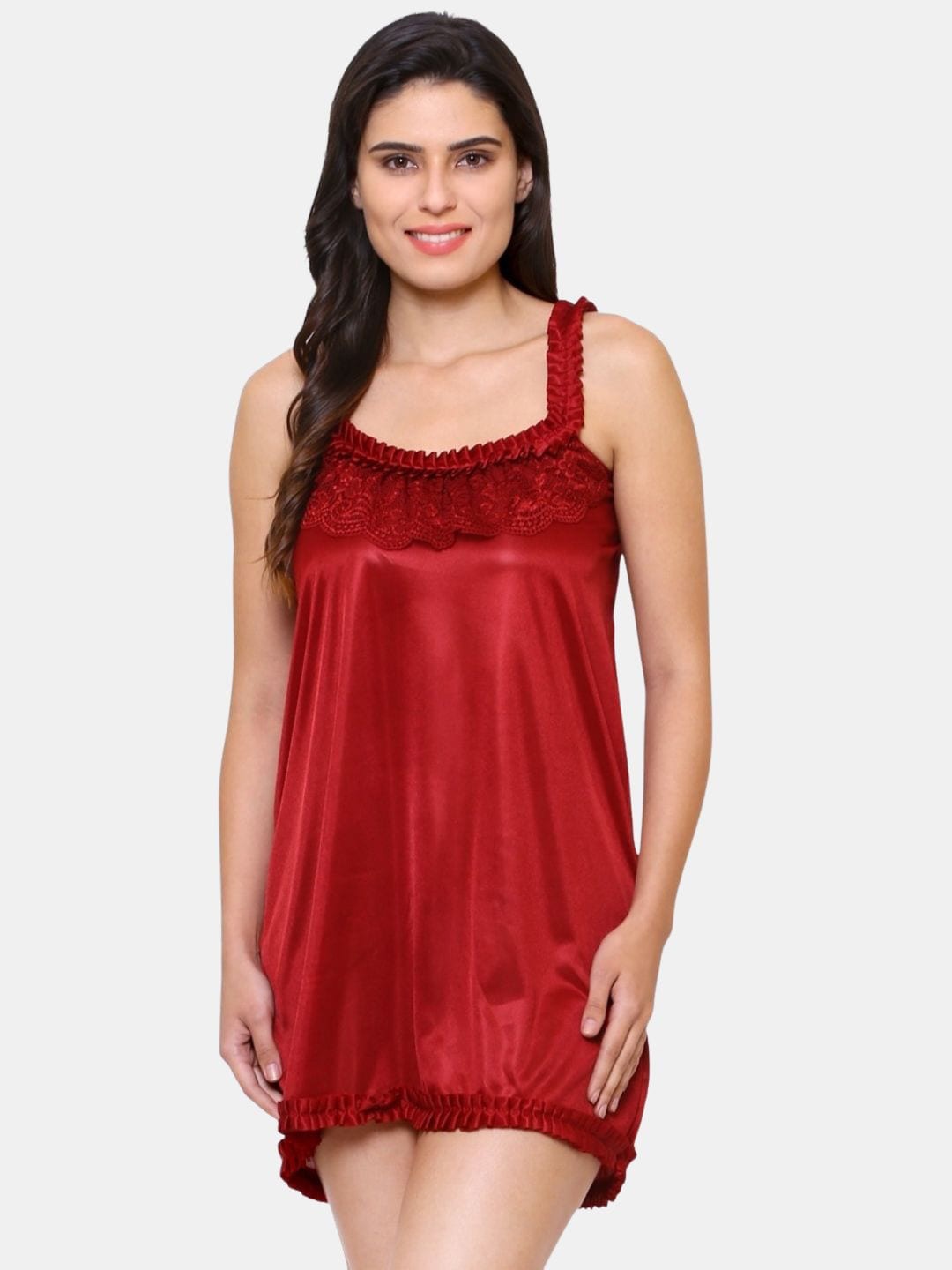 

Klamotten Satin Nightwear Baby Doll, Maroon