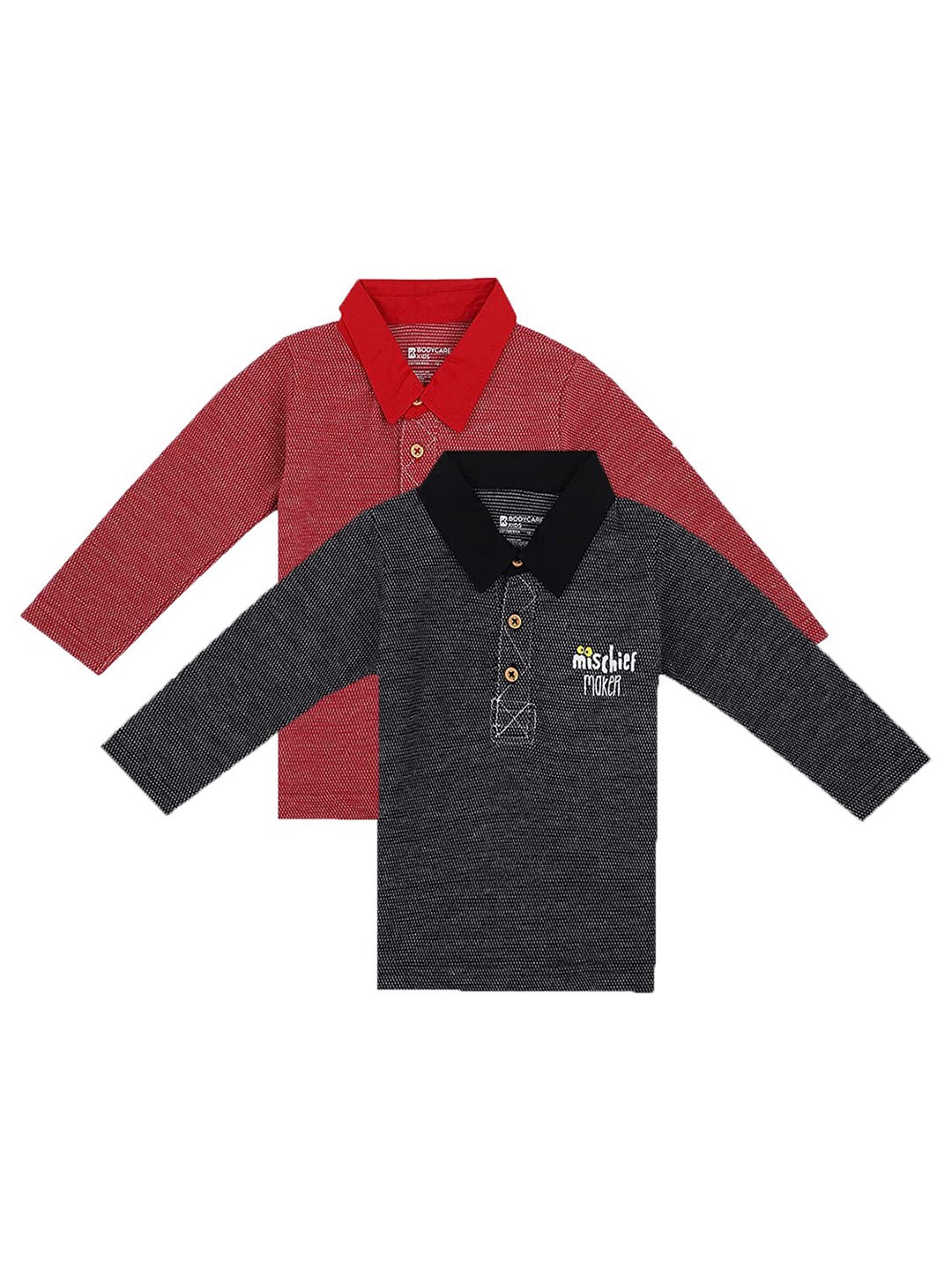 

Bodycare Kids Boys Pack of 2 Polo Collar Cotton T-shirt, Black