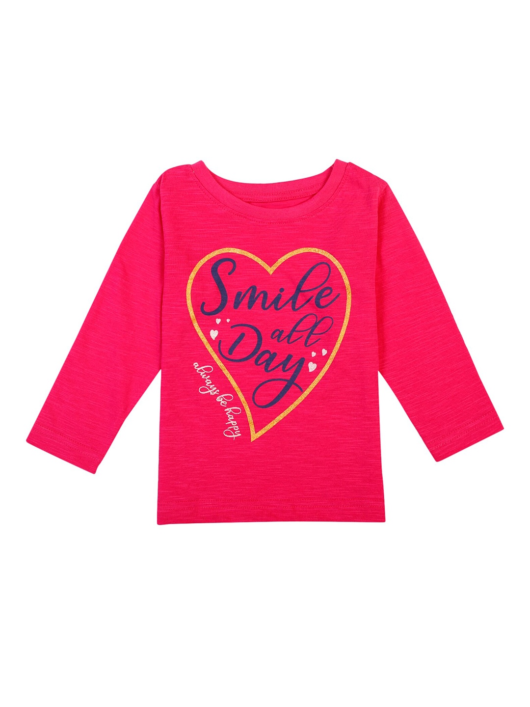 

Bodycare Kids Girls Cotton Typography Printed T-shirt, Fuchsia