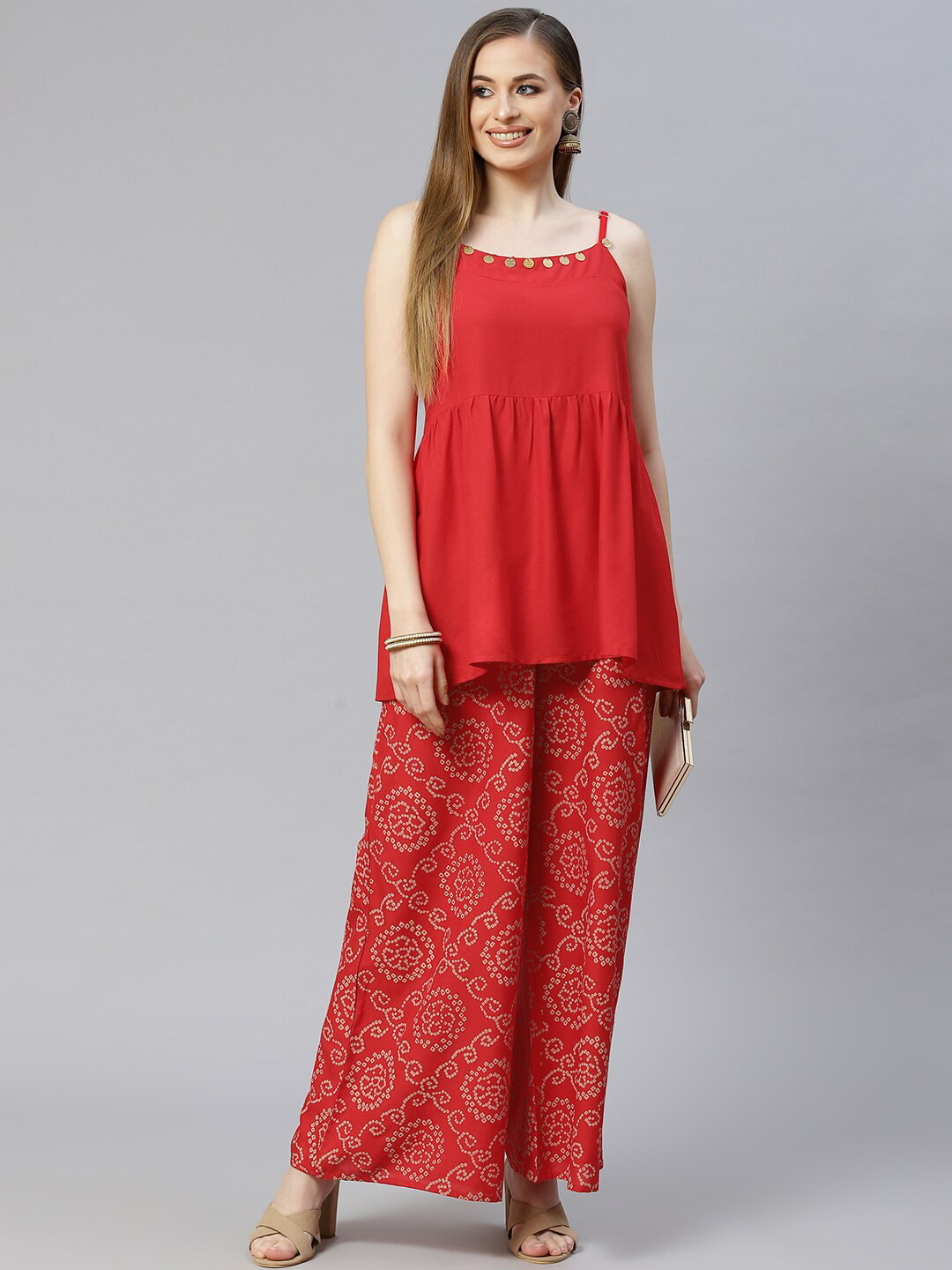 

Stylum Bandhani Top with Palazzos, Red