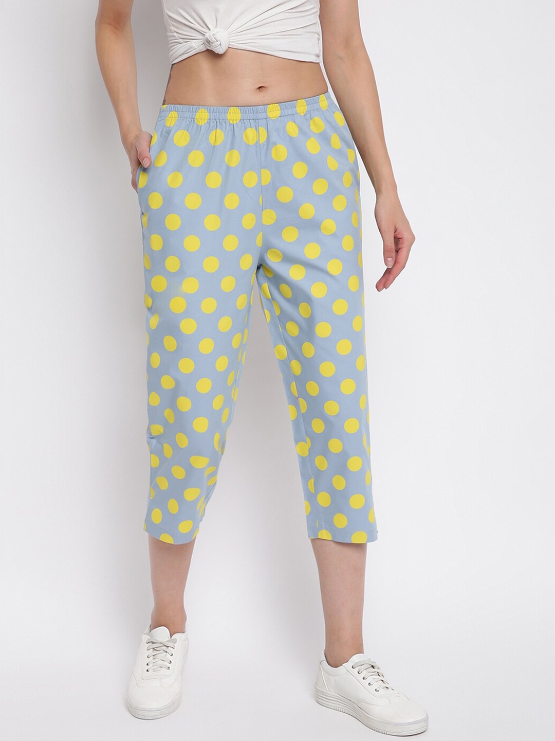 

A.T.U.N. Women Printed Cotton Capris, Sea green
