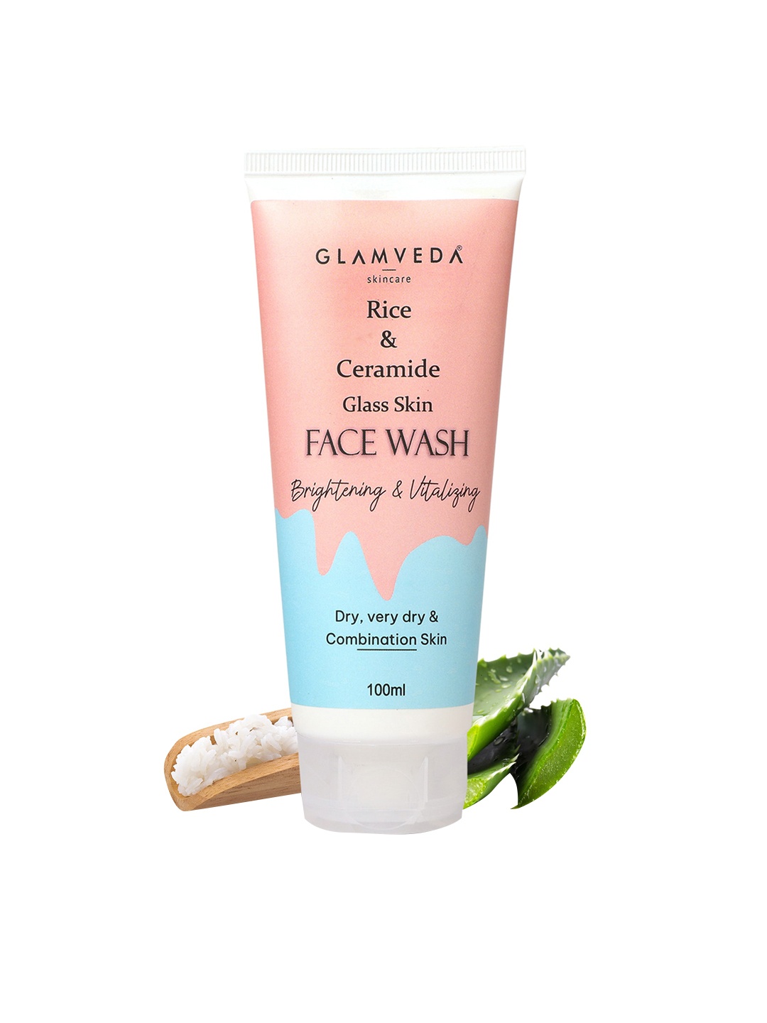 

GLAMVEDA Skincare Rice & Ceramide Glass Skin Face Wash 100ml, Pink