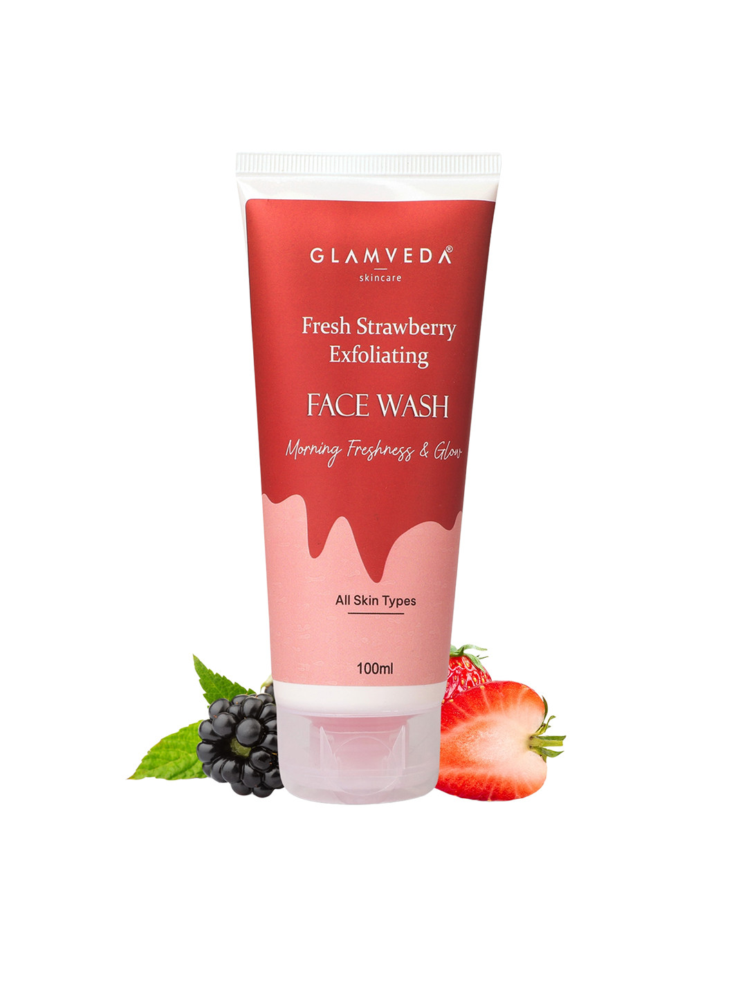 

GLAMVEDA Skincare Strawberry Exfoliating Face Wash 100 ml, Red