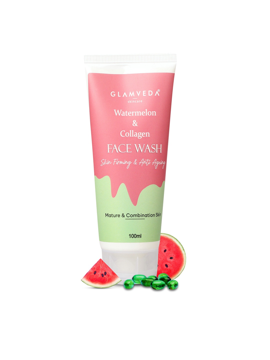 

GLAMVEDA Skincare Watermelon & Collagen Firming Face Wash 100 ml, Pink