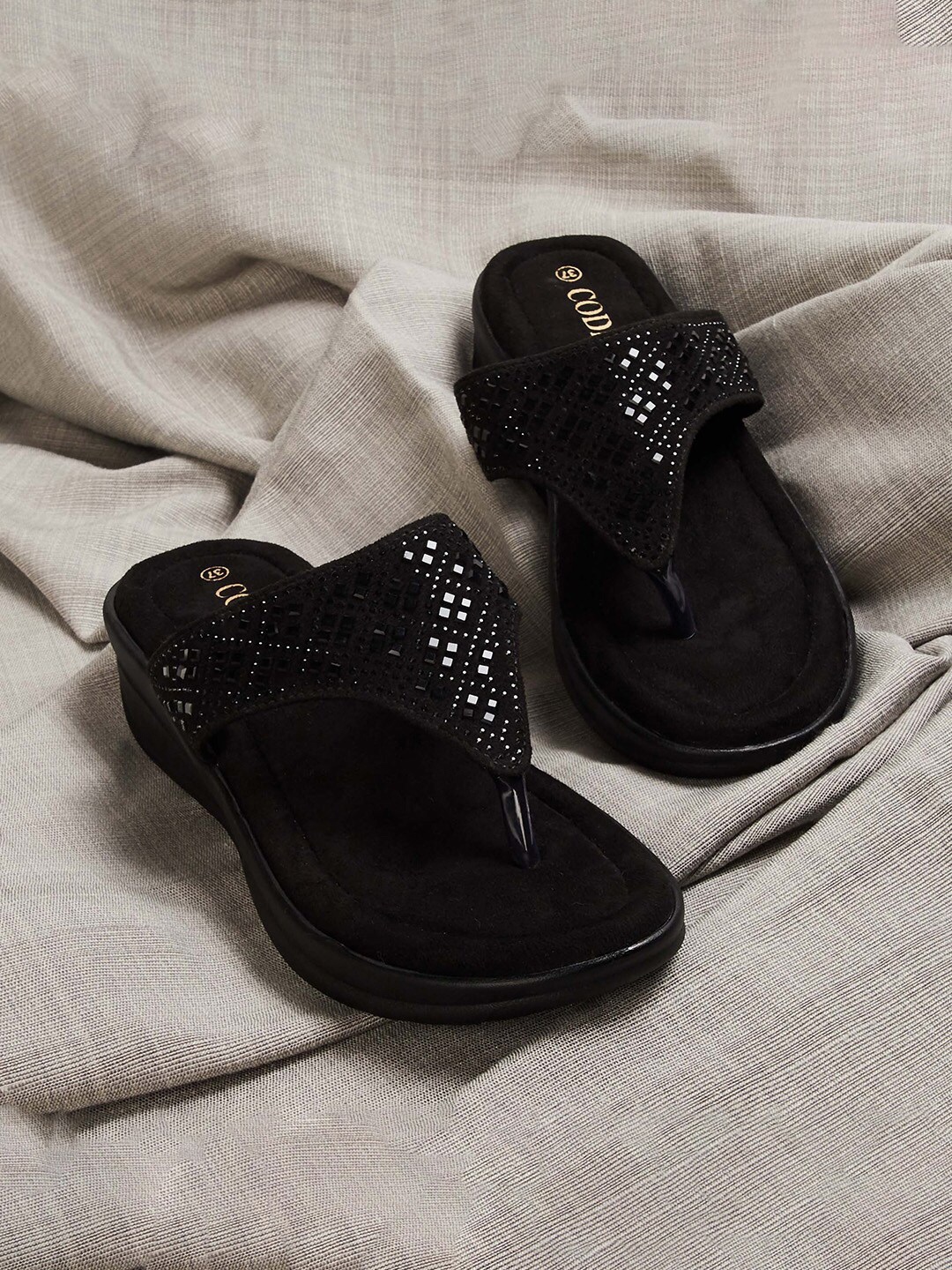 

CODE by Lifestyle Embellished T-Strap Flats, Black