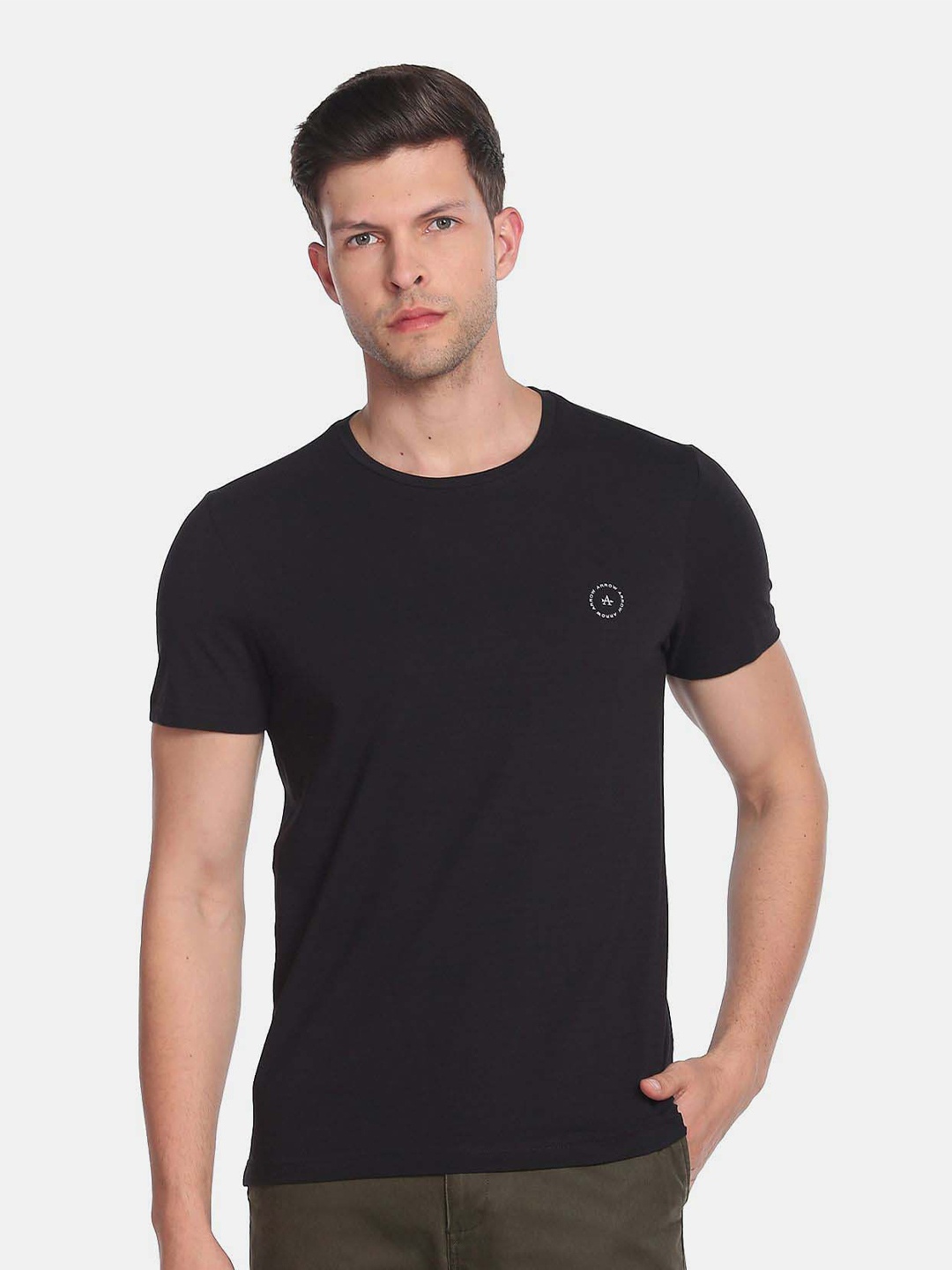 

Arrow New York Men Round Neck Cotton T-shirt, Black