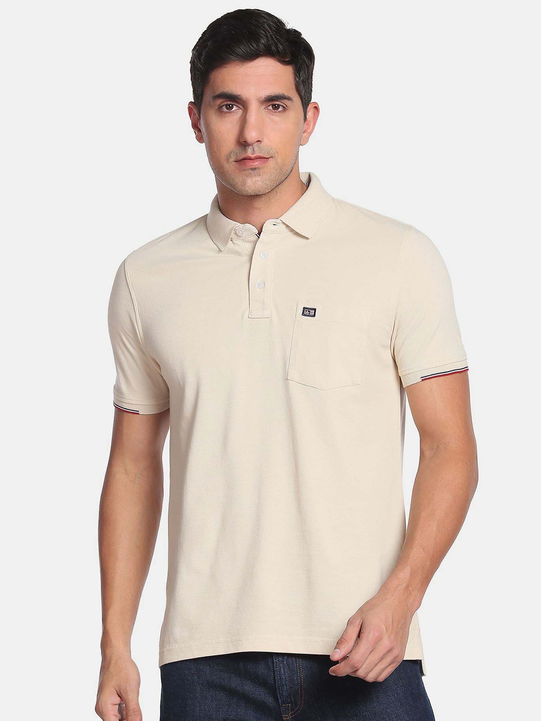 

Arrow Sport Men Polo Collar Cotton T-shirt, Beige