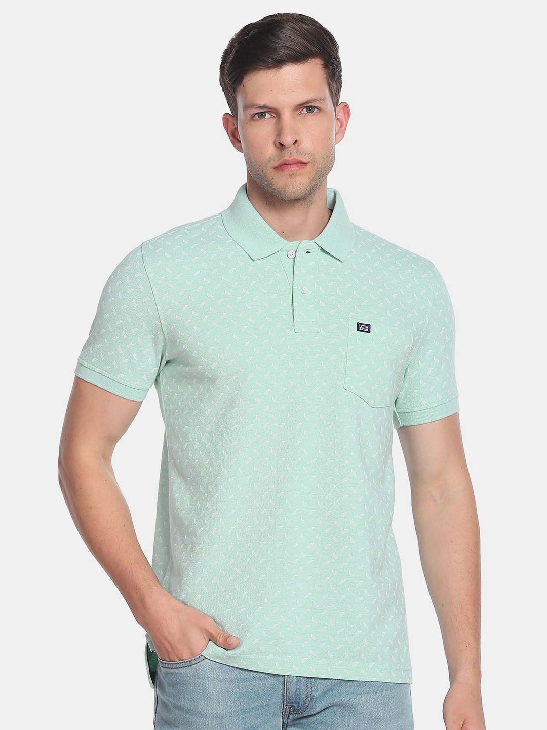 

Arrow Sport Men Printed Polo Collar T-shirt, Green