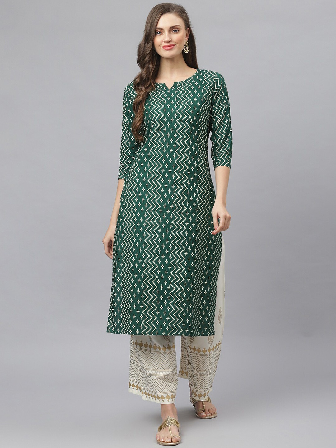 

Stylum Women Geometric Printed Kurta, Green