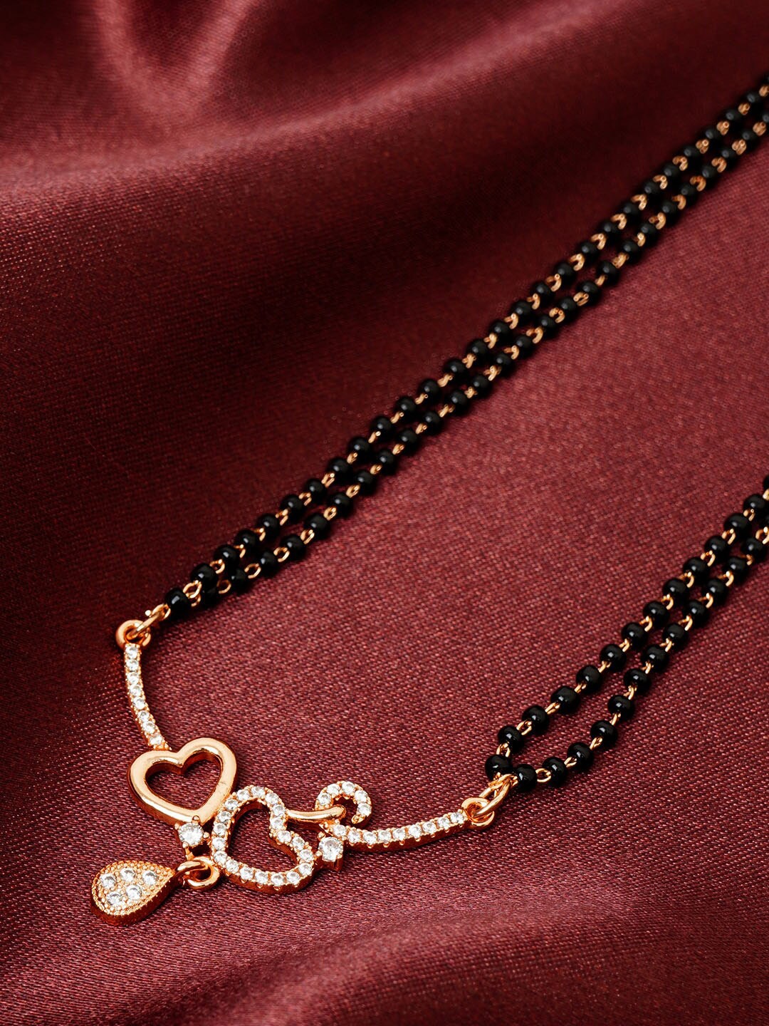 

Urmika Stone Studded & Beaded Mangalsutra, Rose gold