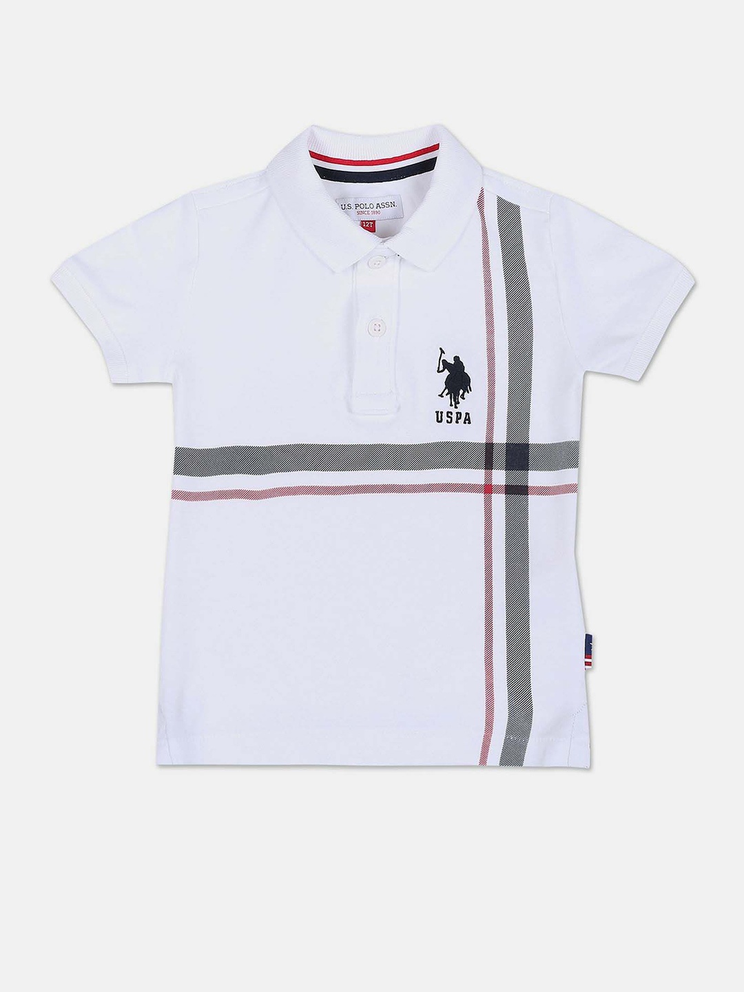 

U.S. Polo Assn. Kids Boys Striped Polo Collar Pure Cotton T-shirt, White