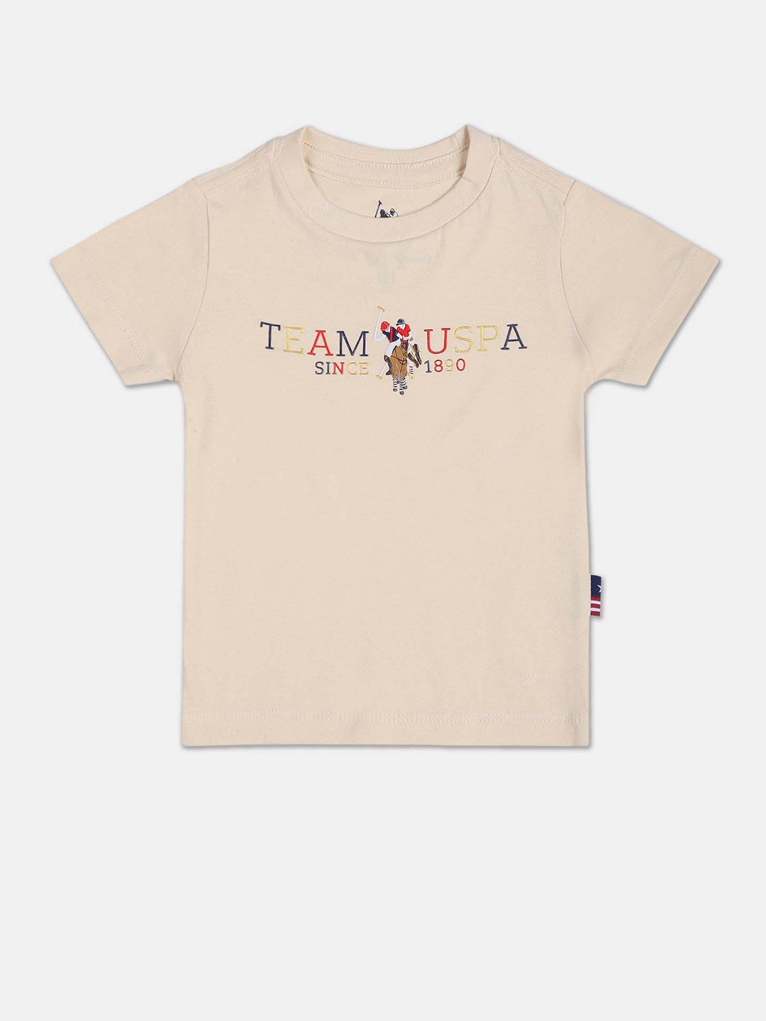 

U.S. Polo Assn. Kids Boys Brand Logo & Graphic Printed Cotton T-shirt, Beige
