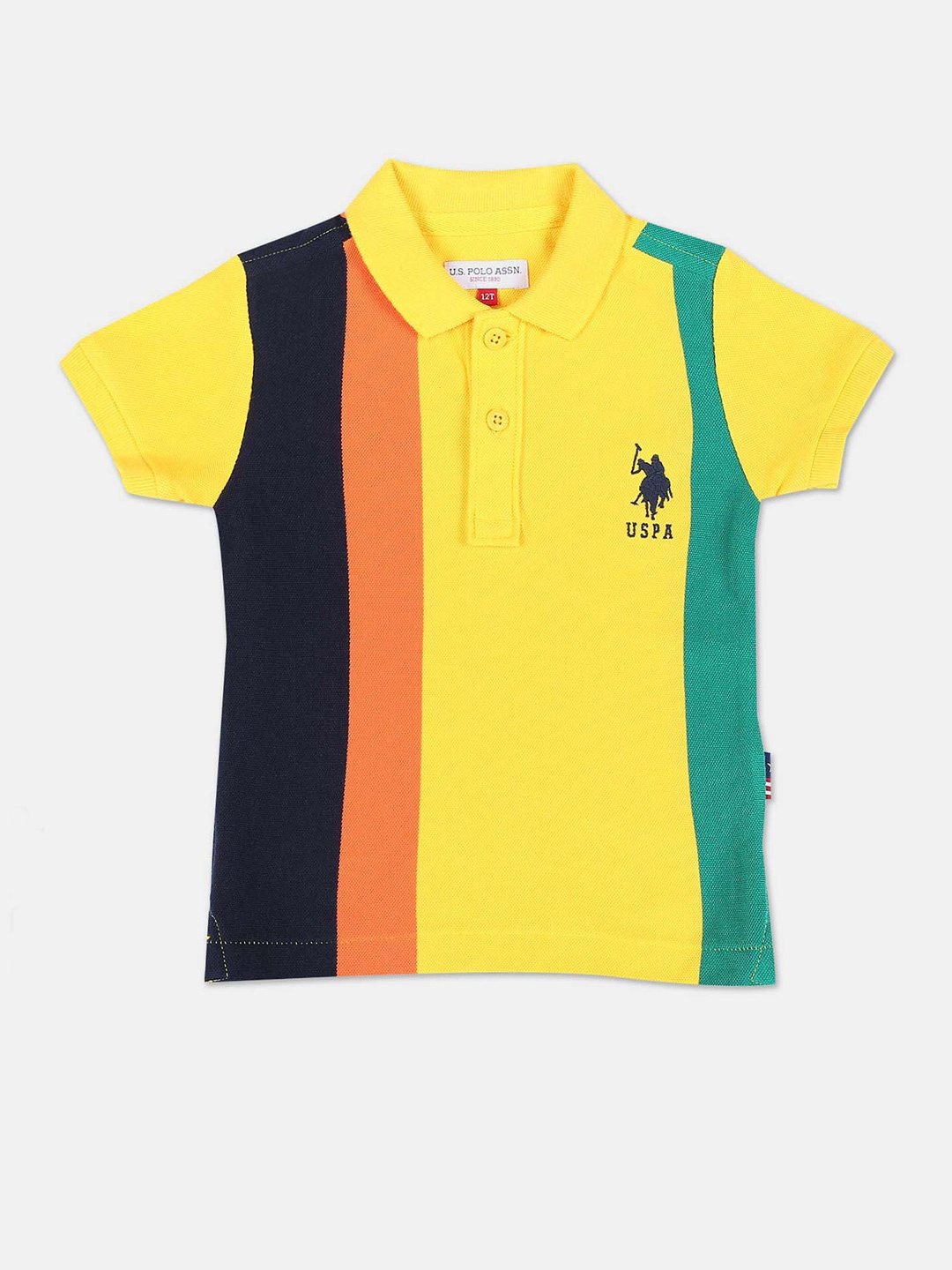 

U.S. Polo Assn. Kids Boys Colourblocked Polo Collar Pure Cototn T-shirt, Yellow