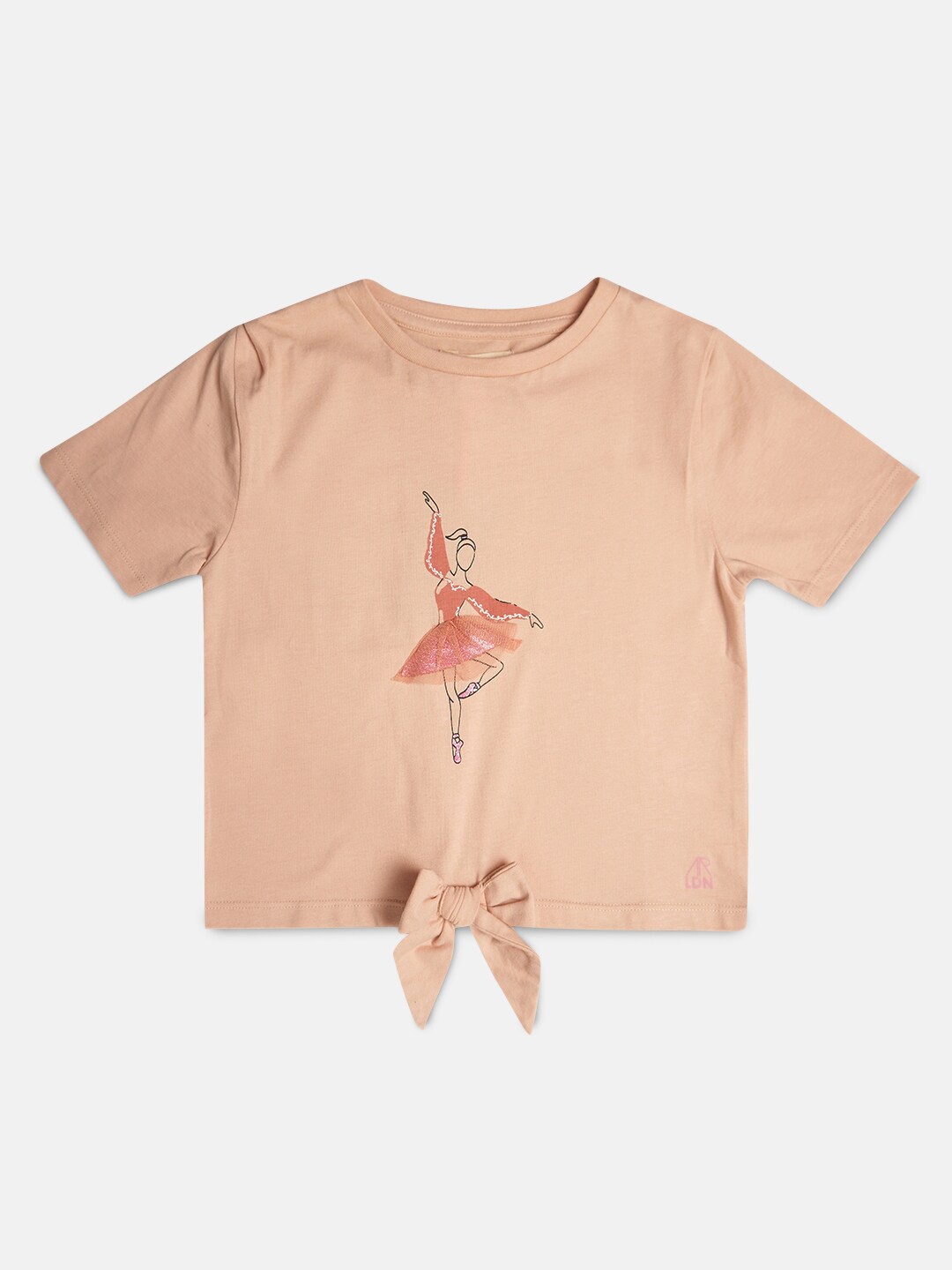 

Angel & Rocket Girls Graphic Print Cotton Top, Peach