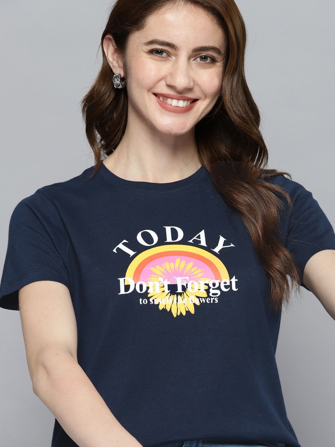 

Mast & Harbour Typography Printed T-shirt, Navy blue