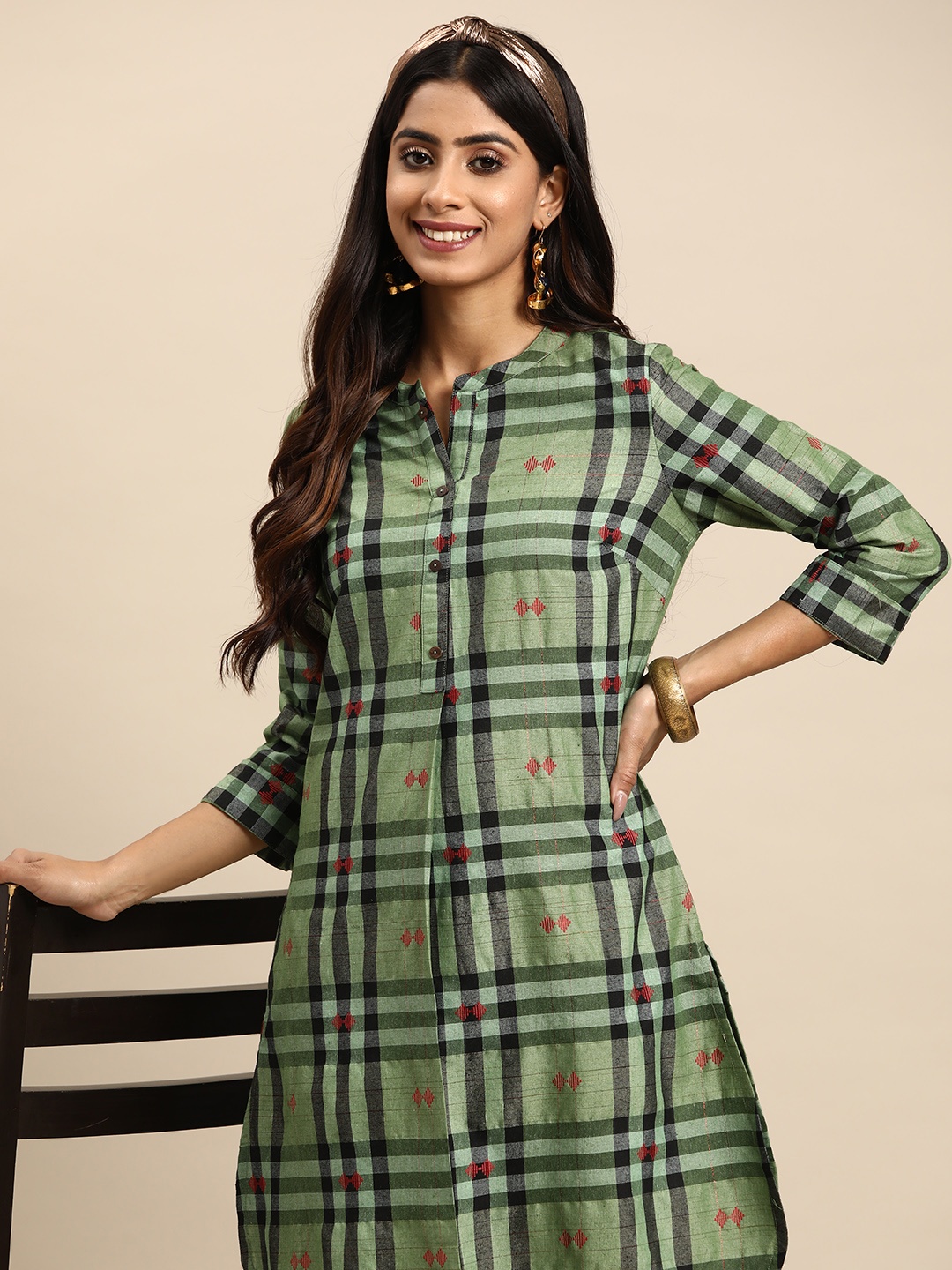 

Sangria Pure Cotton Kurta with Salwar, Green