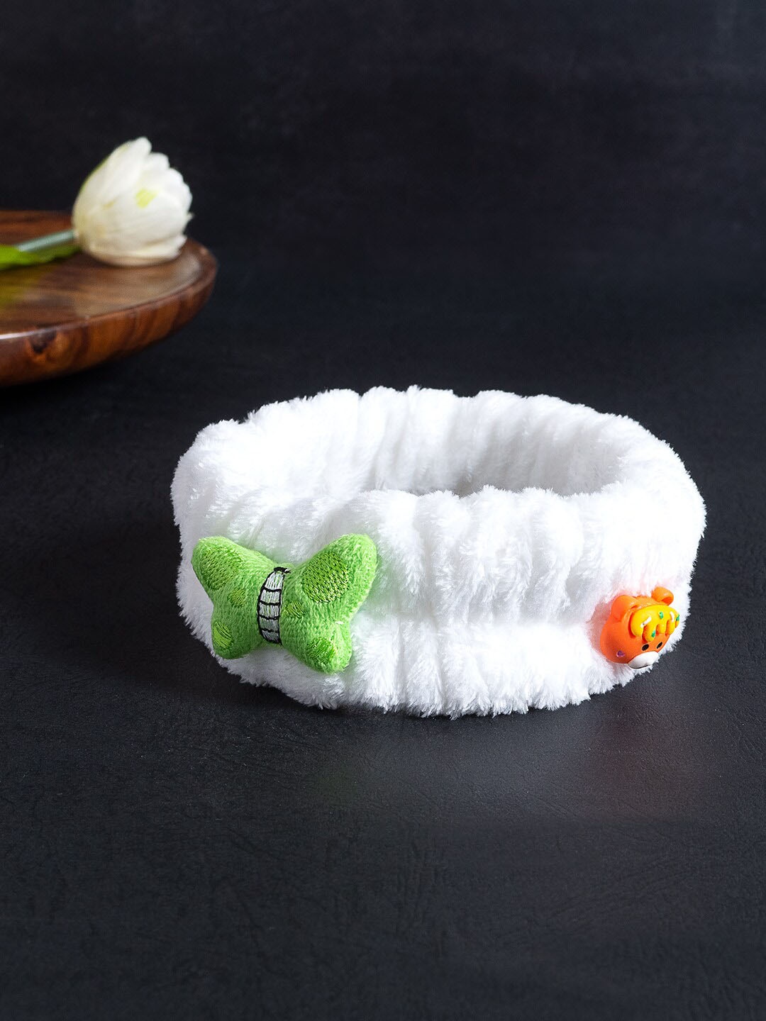 

Golden Peacock Girls Butterfly Headband, White